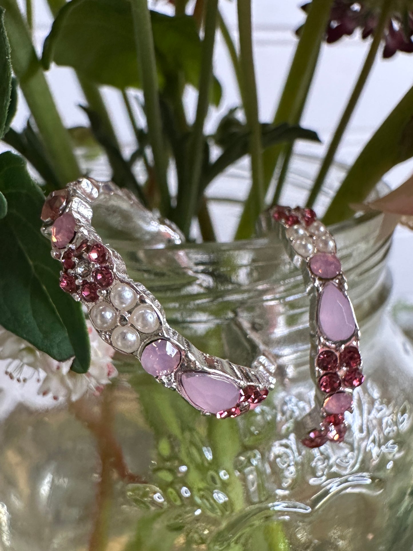 Pink and Silver Pearl Earrings