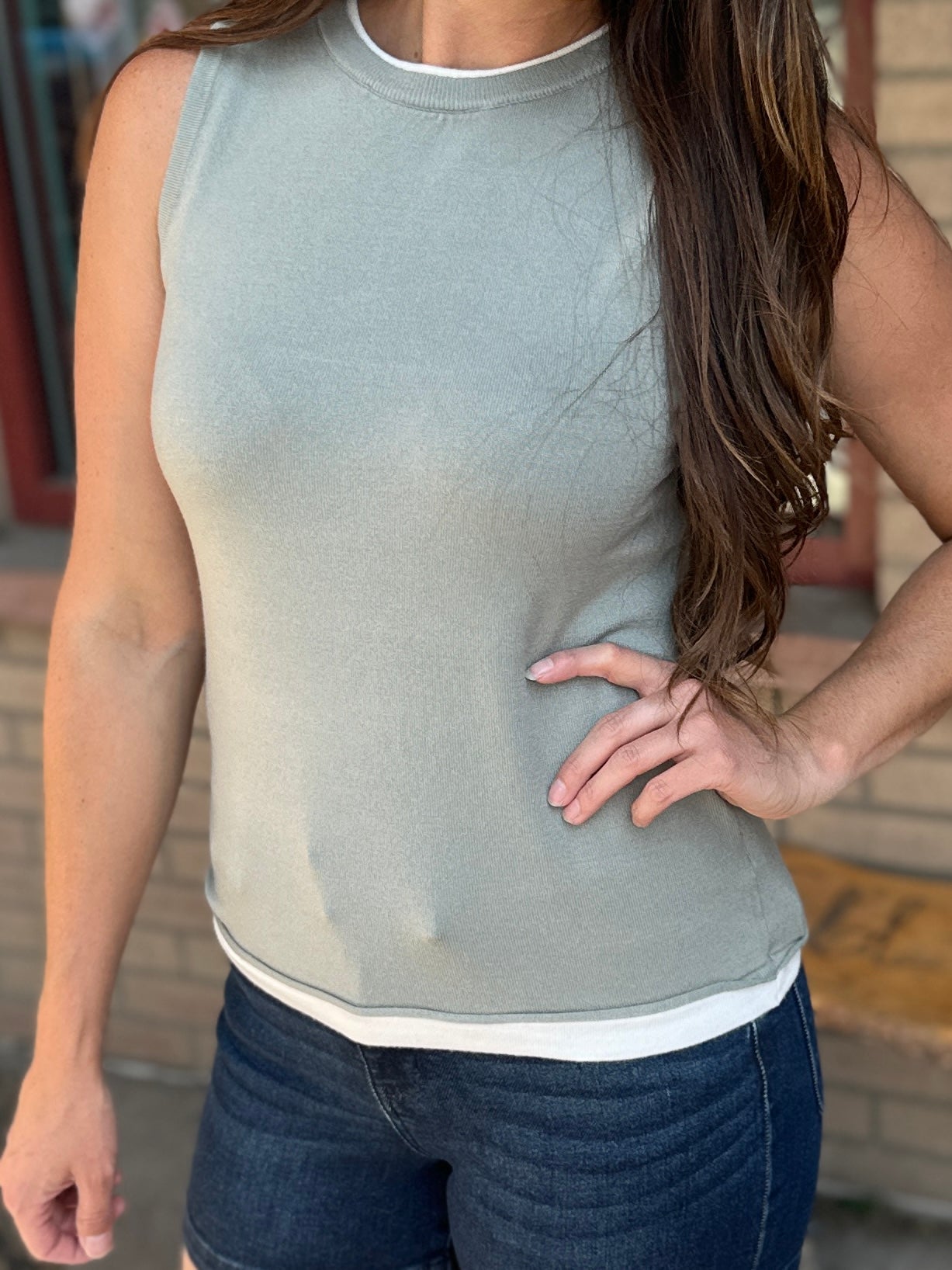 Sage Faux Layered Tank