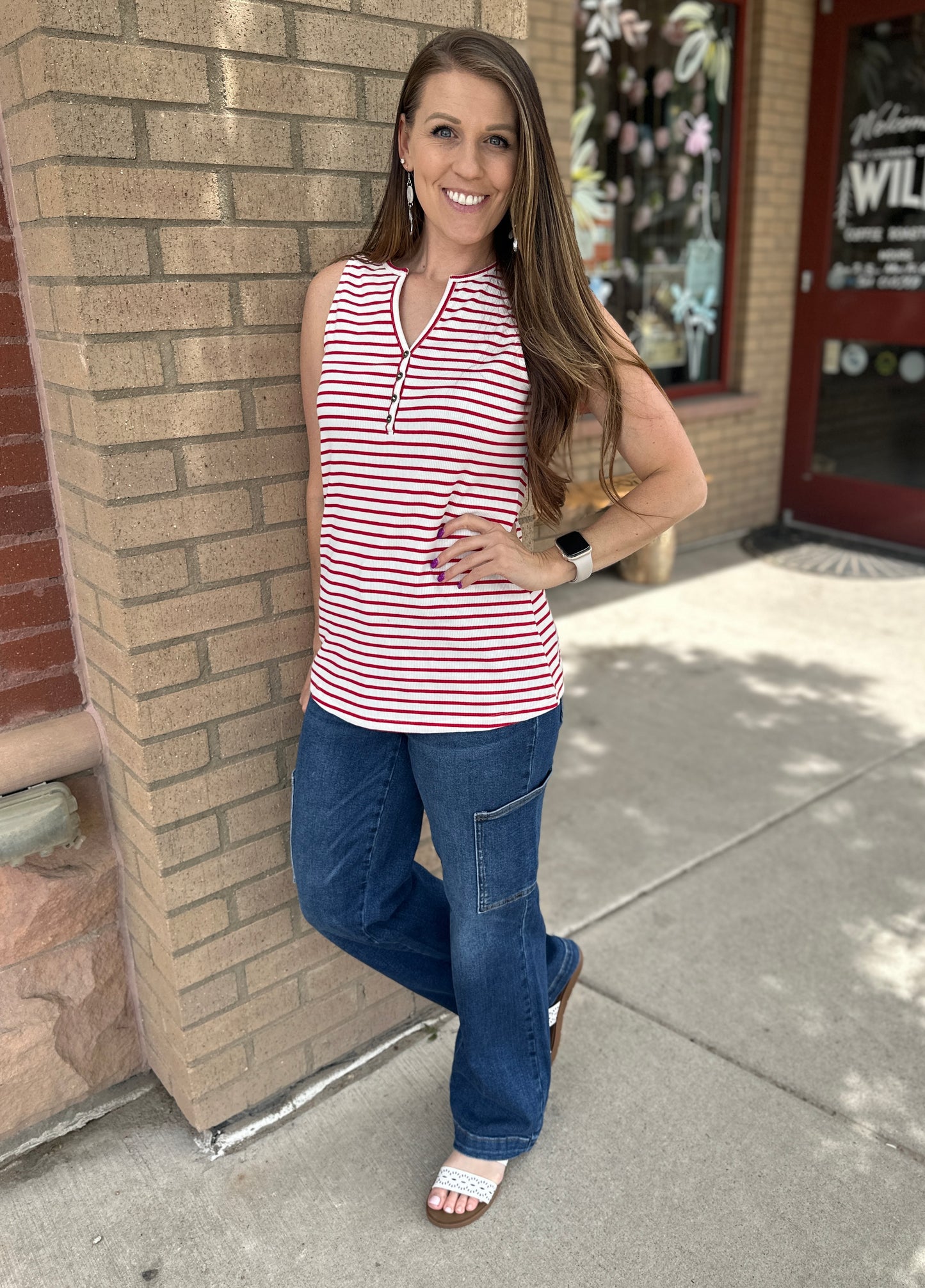 Henley Striped Tank