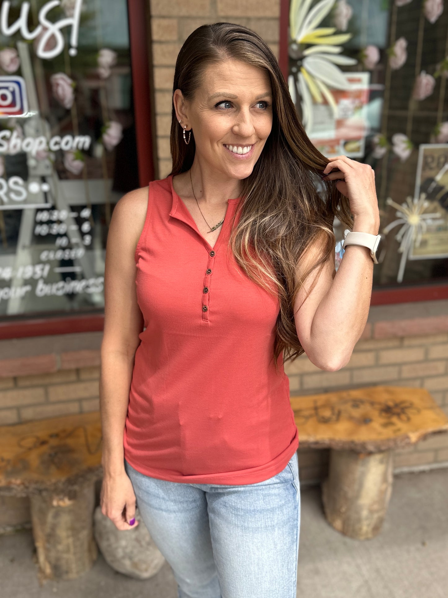 Henley Button Tank