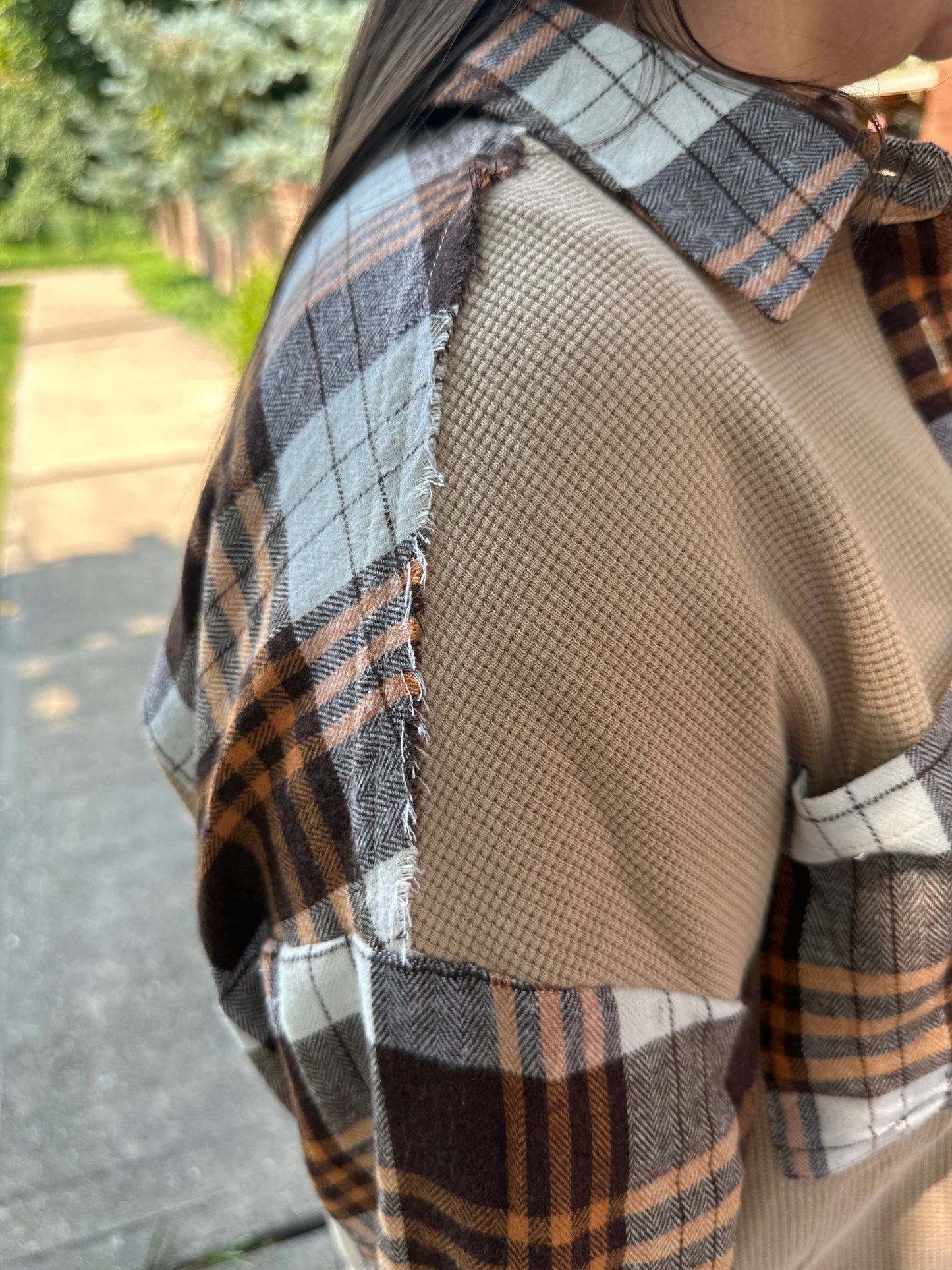 Thermal Knit Plaid Shacket
