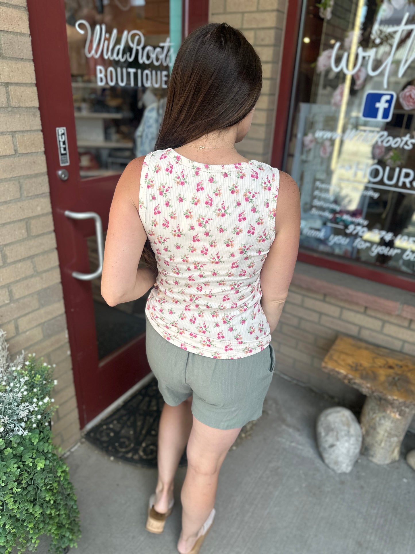 Ribbed Floral Tank