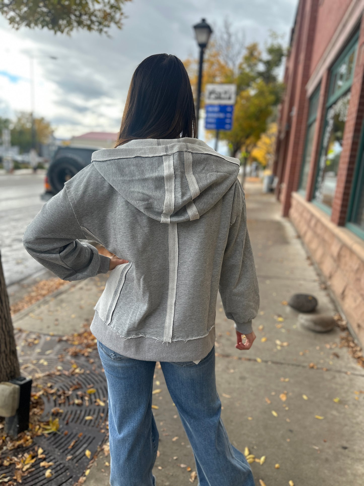 Reverse Stitched Half Zip Sweater