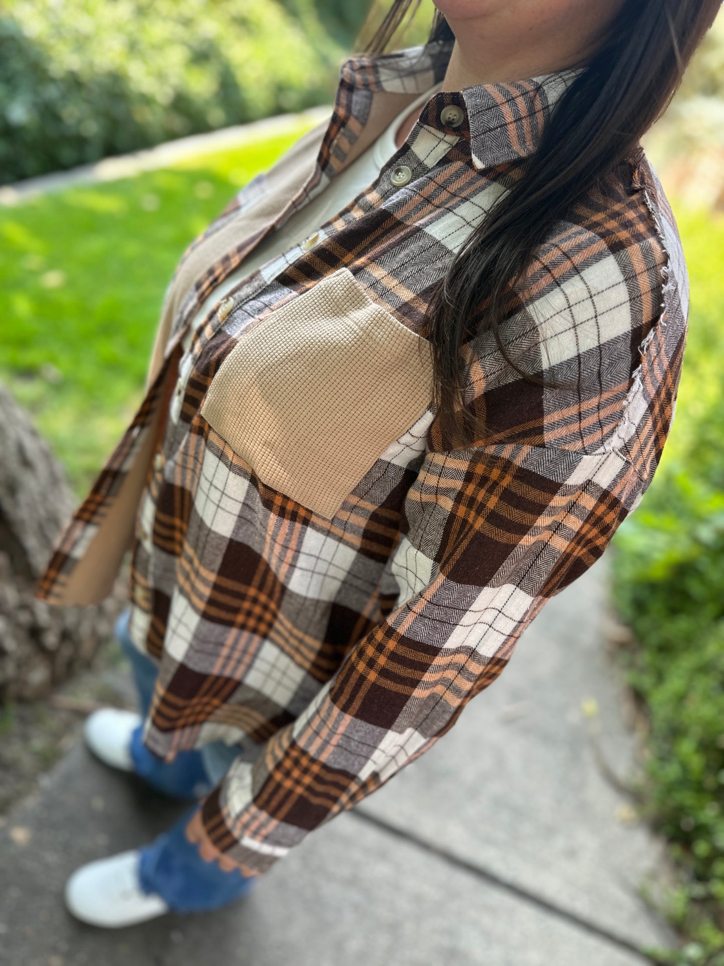 Thermal Knit Plaid Shacket