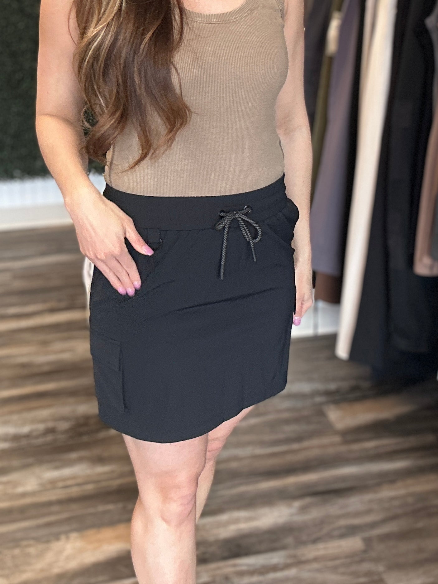 Black Utility Active Mini Skort