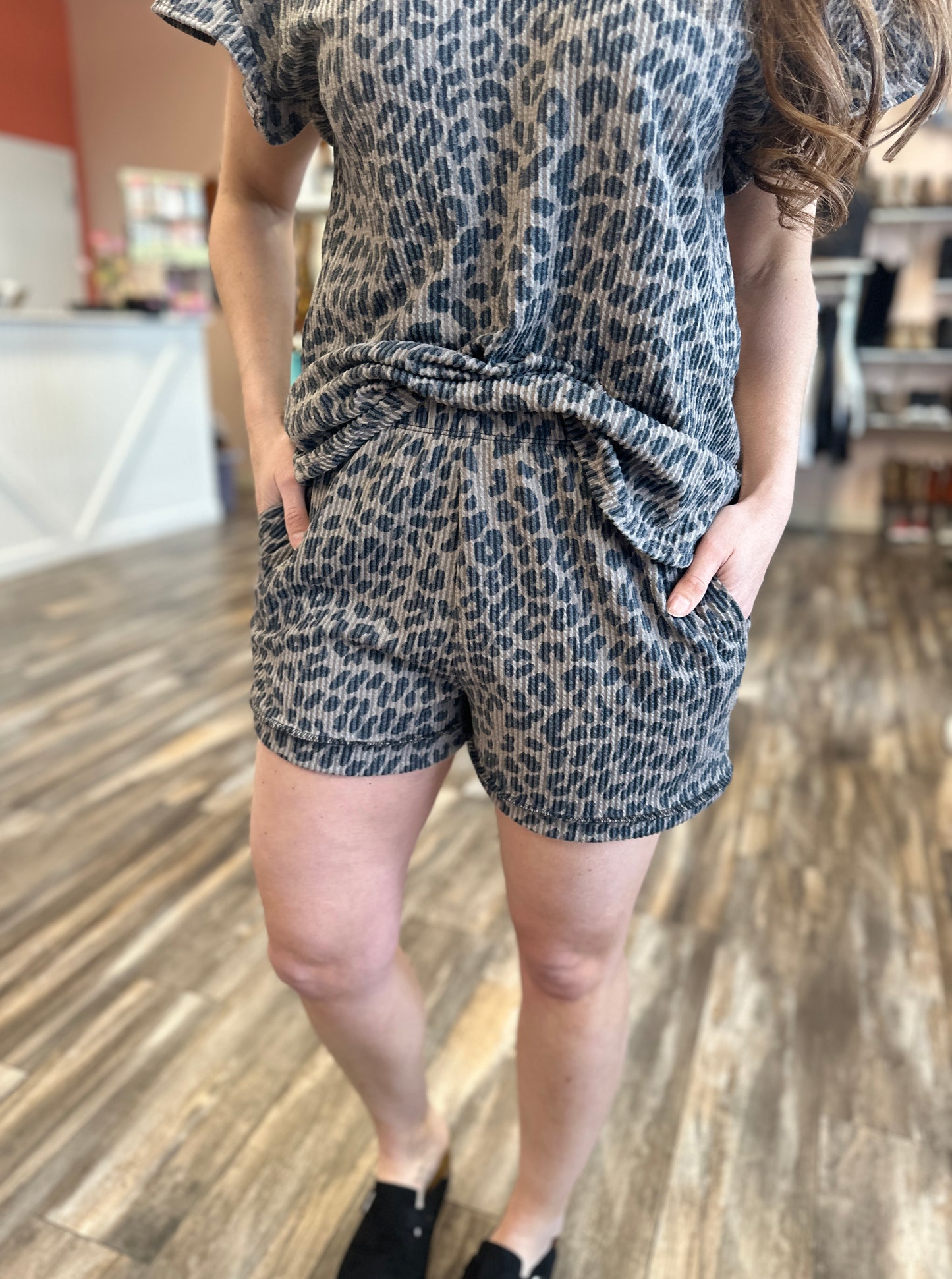 Ribbed Leopard Shorts