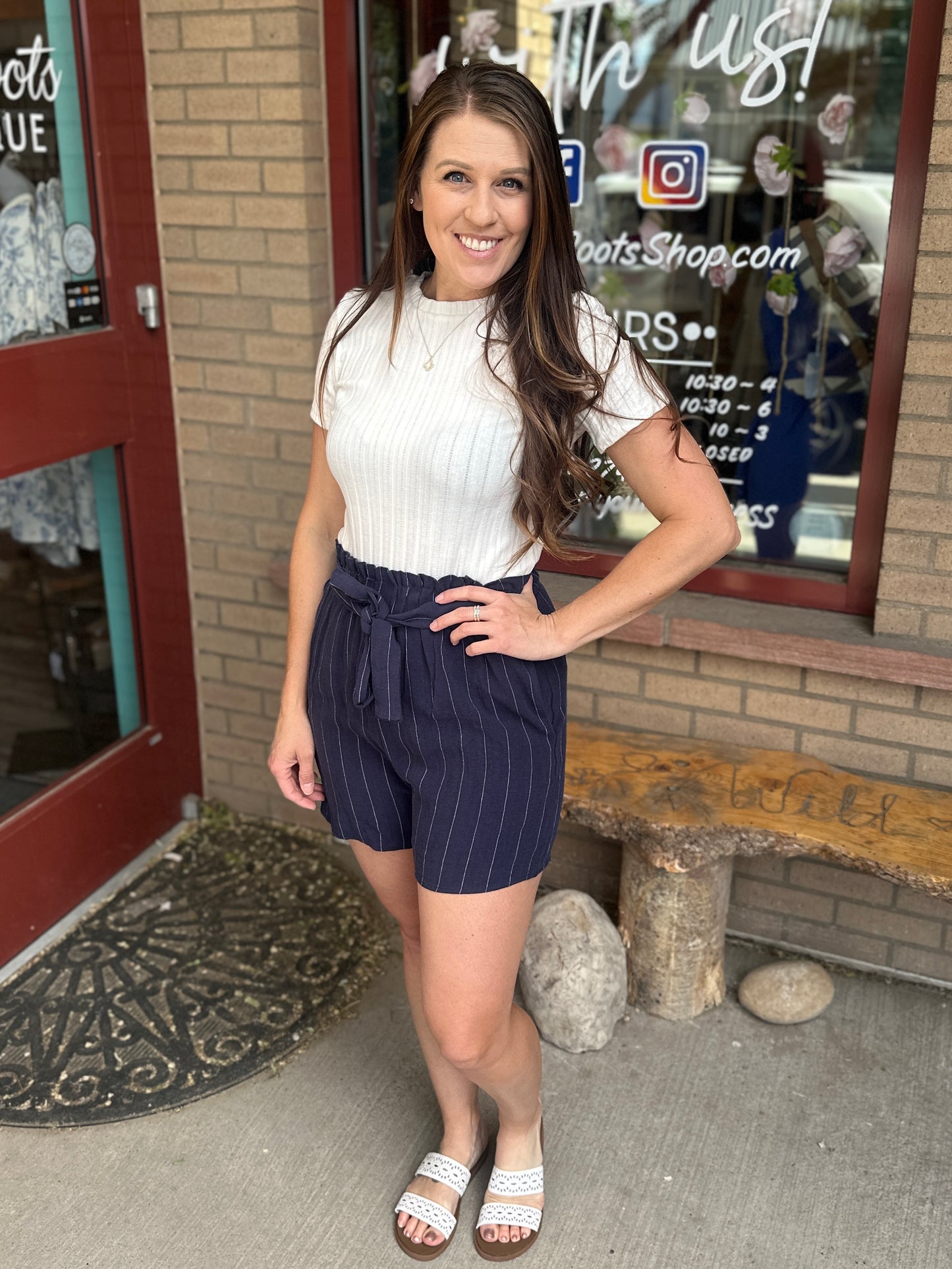 Libby Striped Linen Shorts