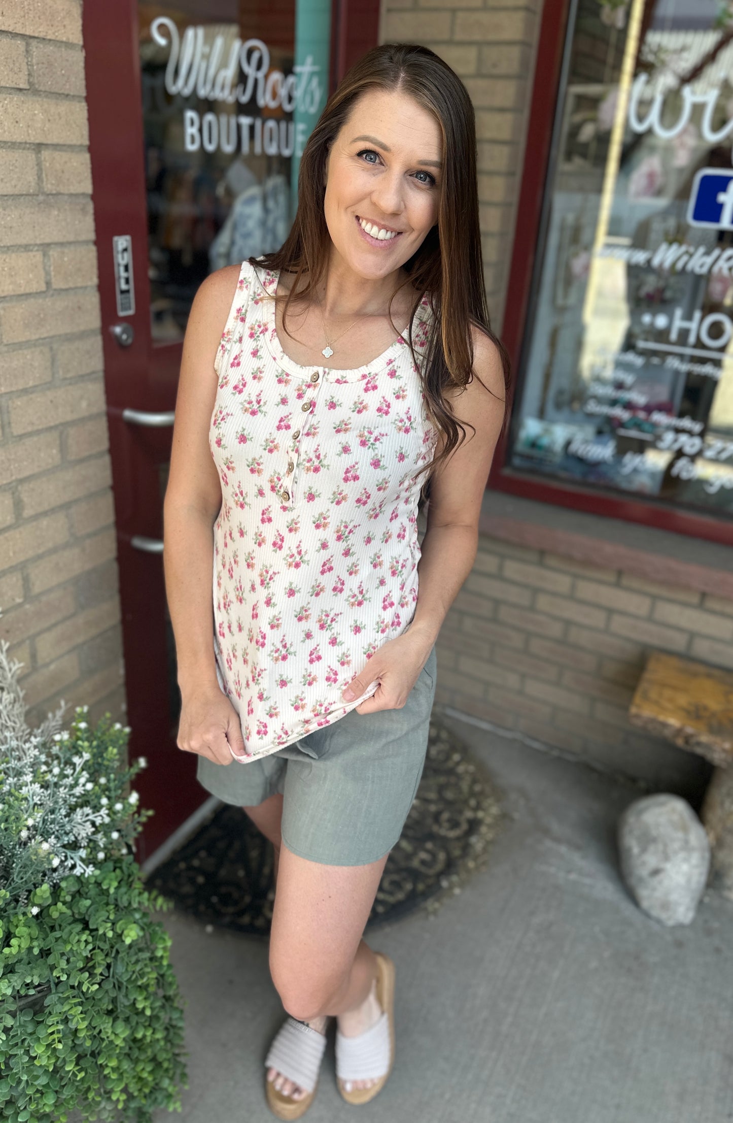 Ribbed Floral Tank