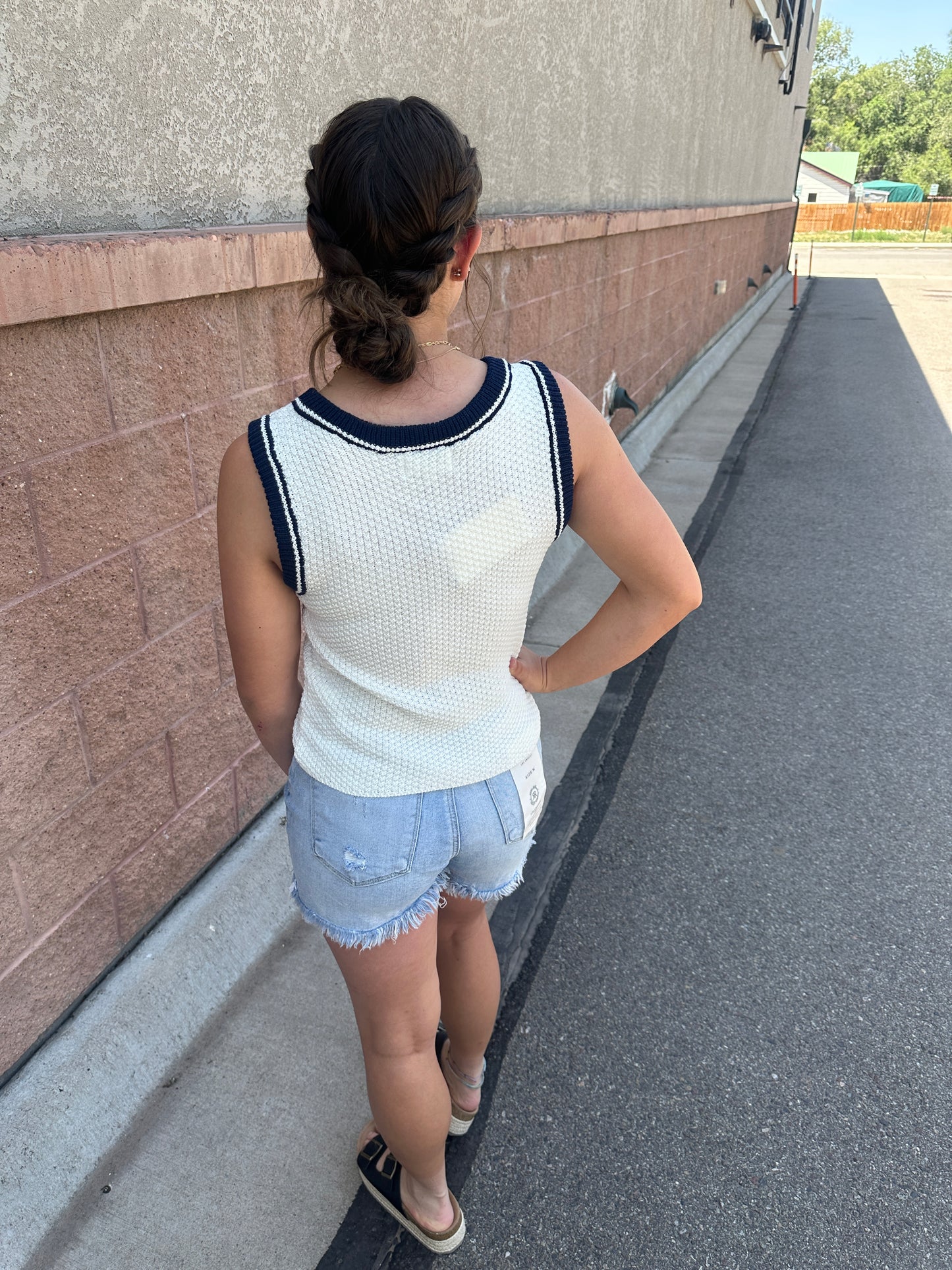 Contrasting Textured Sweater Tank