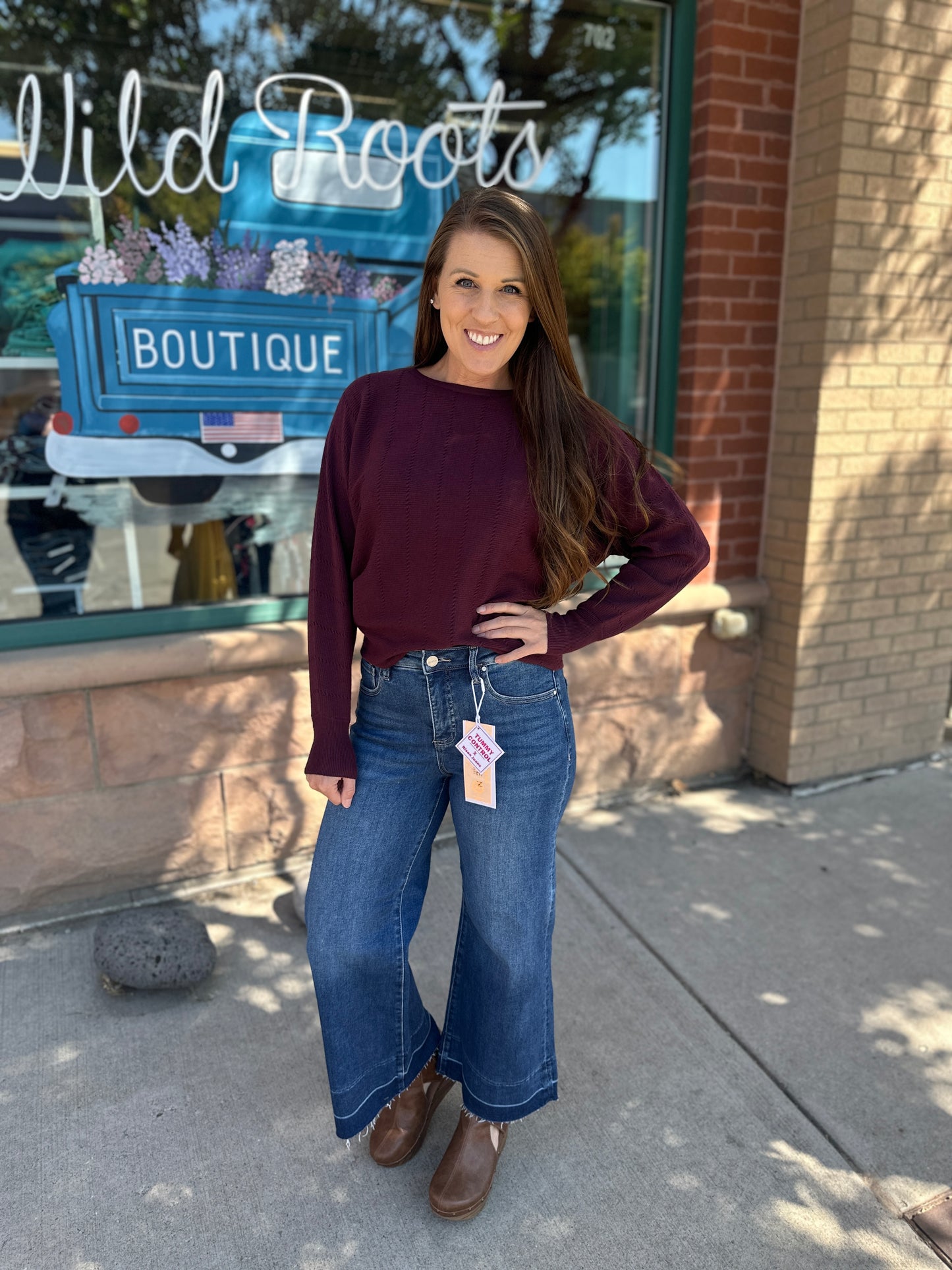 Textured Dolman Long Sleeve