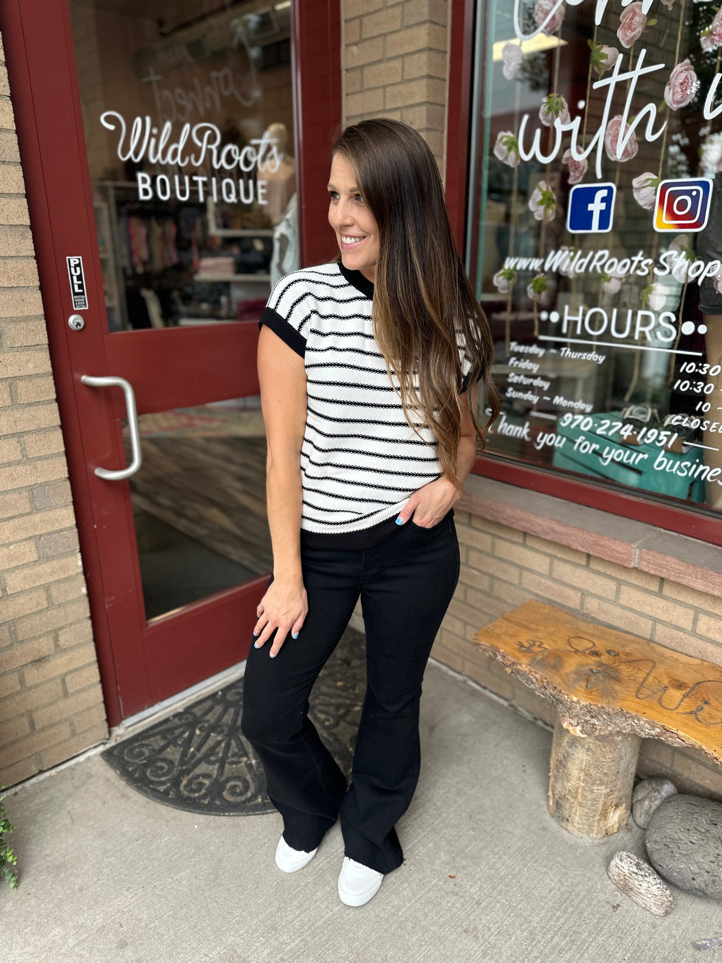 Stripe Knit Short Sleeve