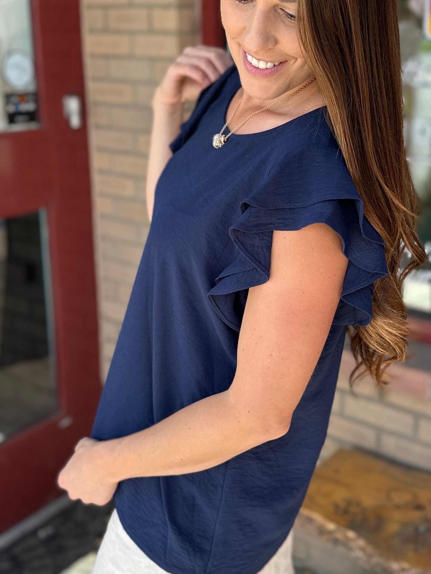 Ruffle Short Sleeve Blouse