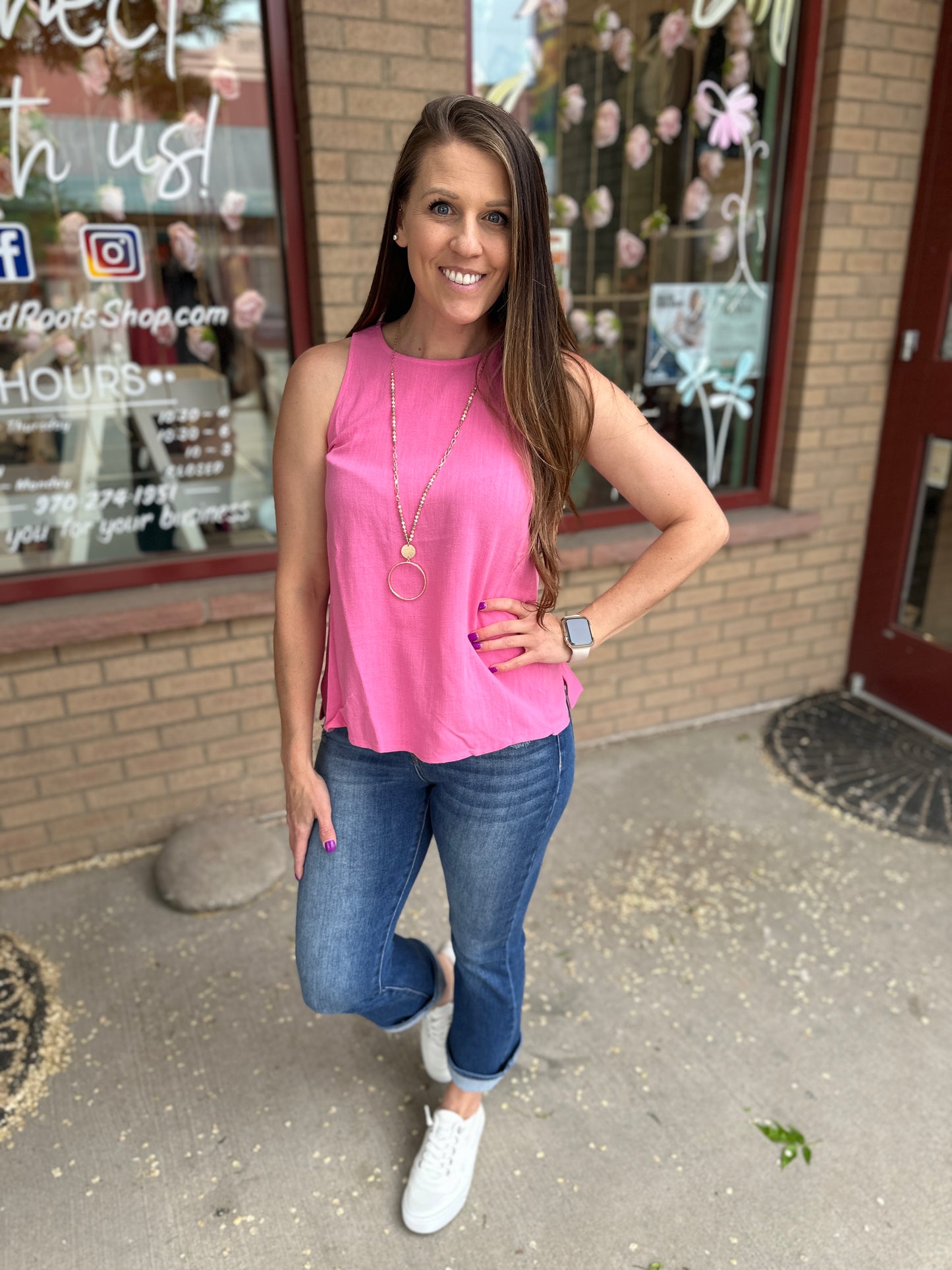 Linen Bubble Gum Pink Tank