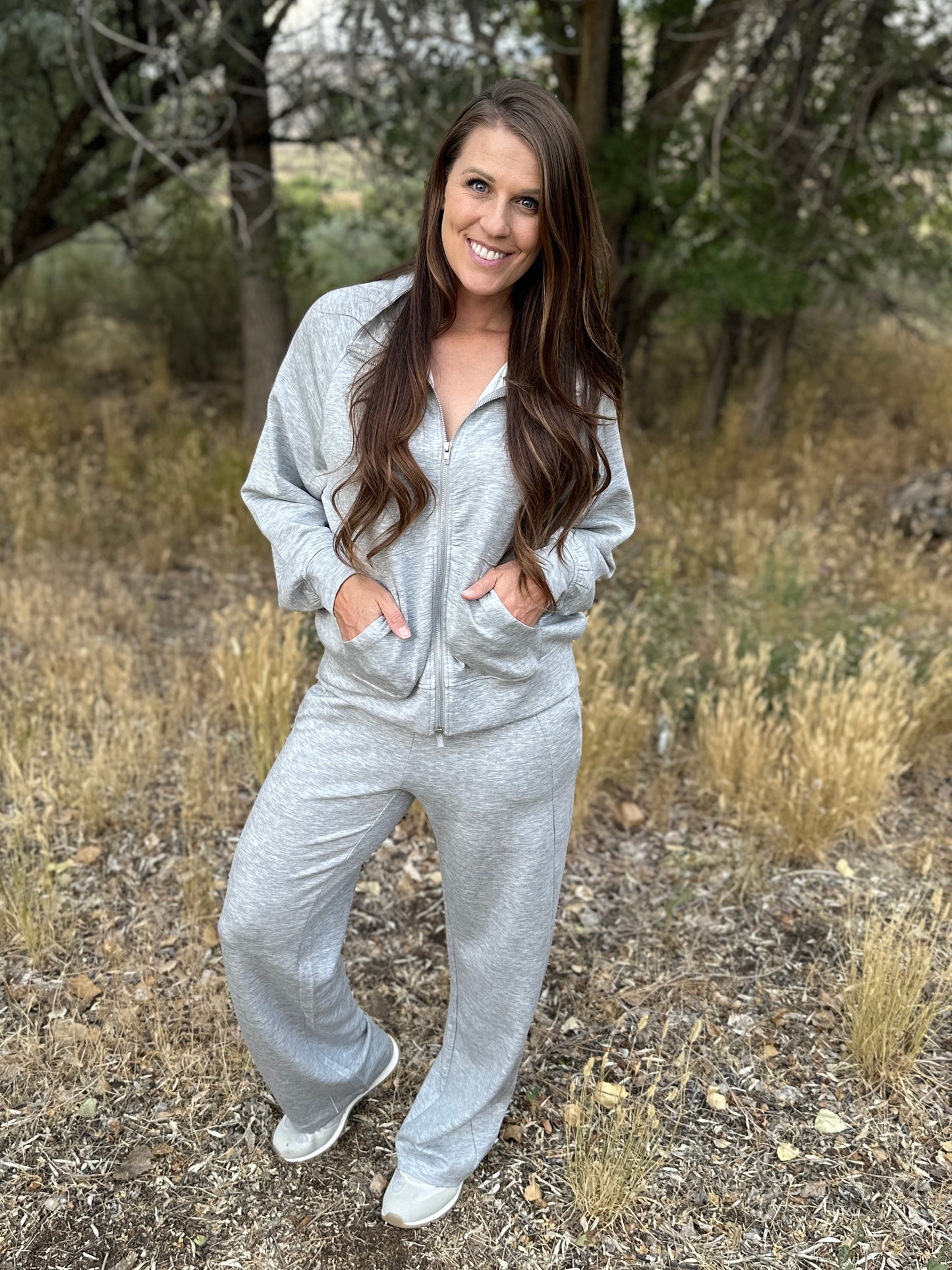 Heather Grey Zip Up Sweater