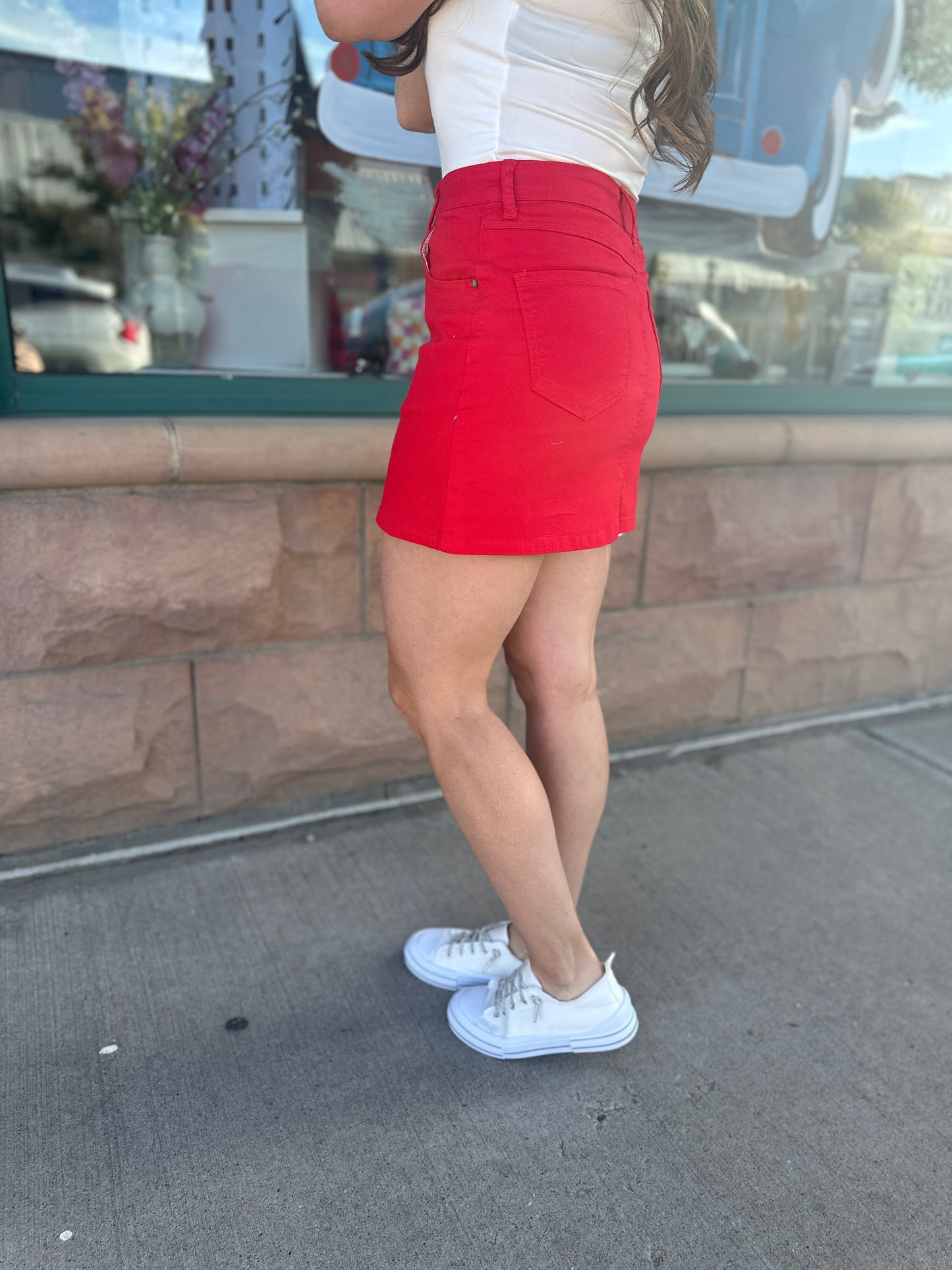 Nova Red Denim Skirt