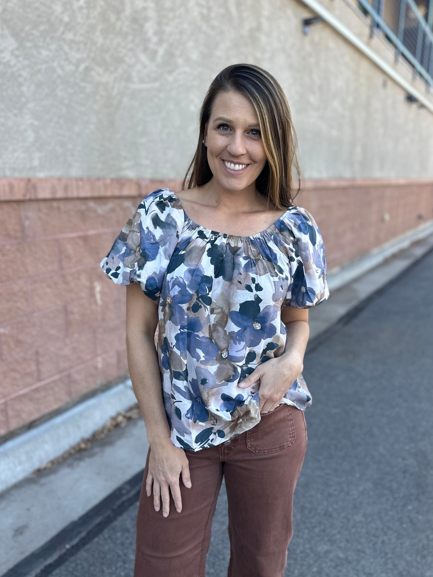 Puff Balloon Sleeve Floral Top