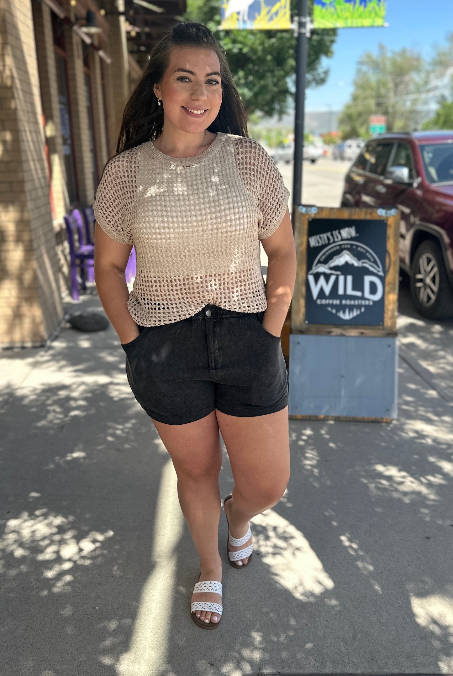 Vintage Wash Wide Leg Shorts