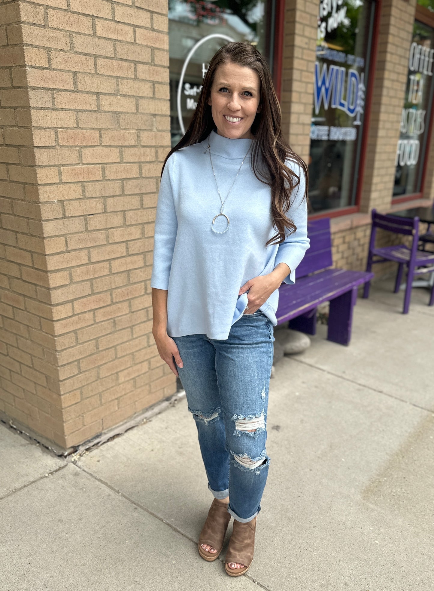 Baby Blue Mock Neck Sweater