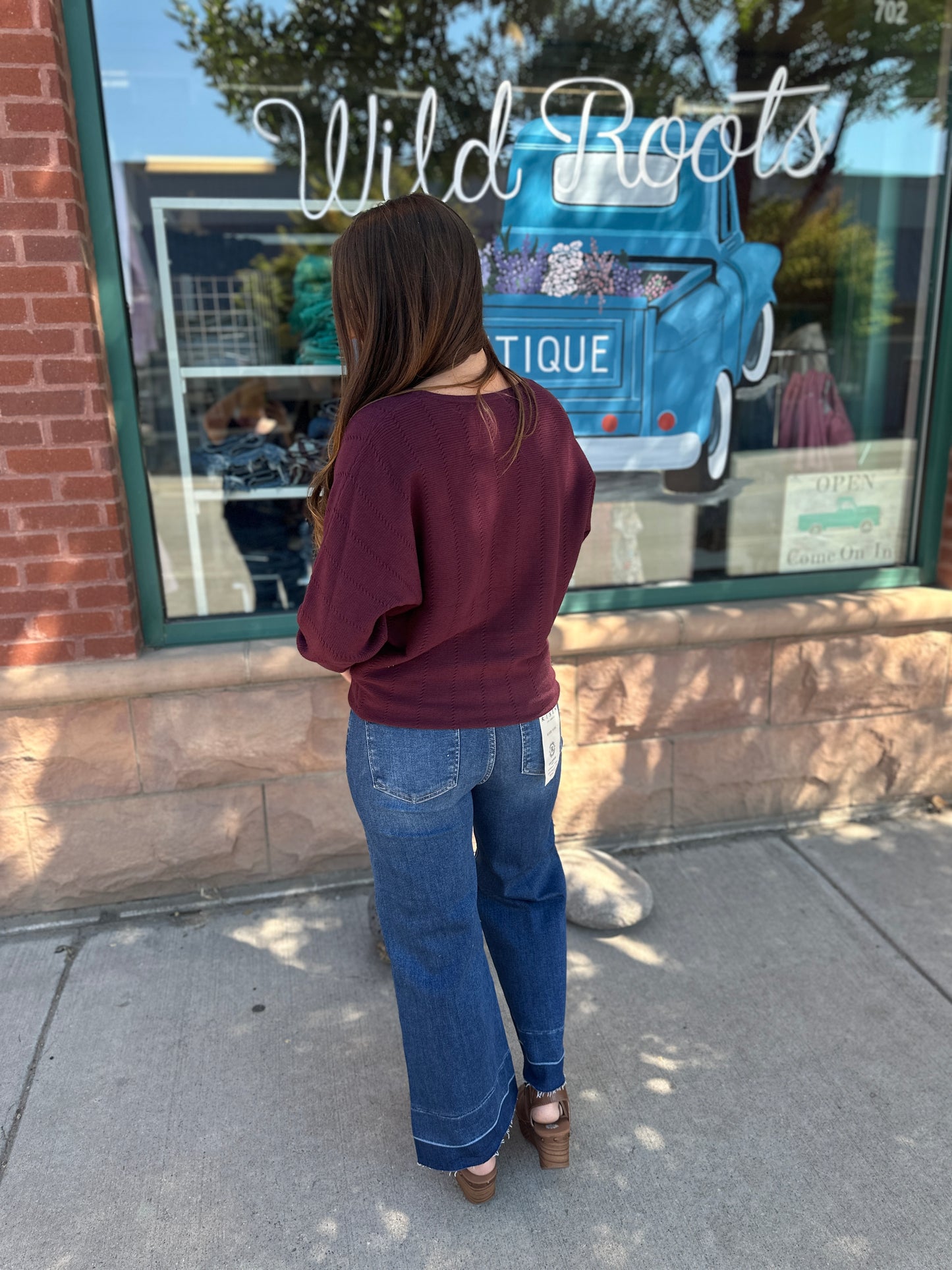 Textured Dolman Long Sleeve