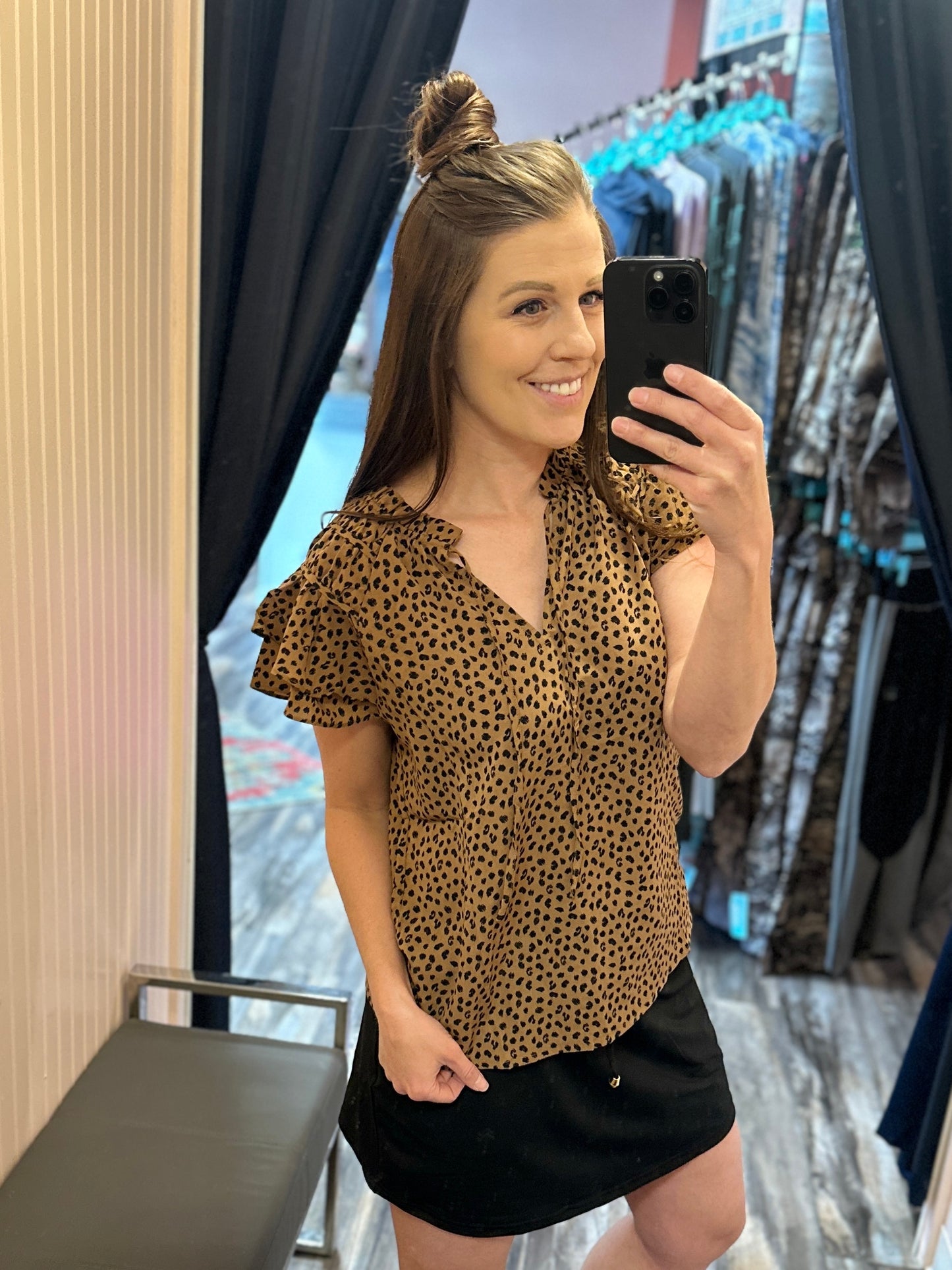 Cheetah Ruffle Short Sleeve