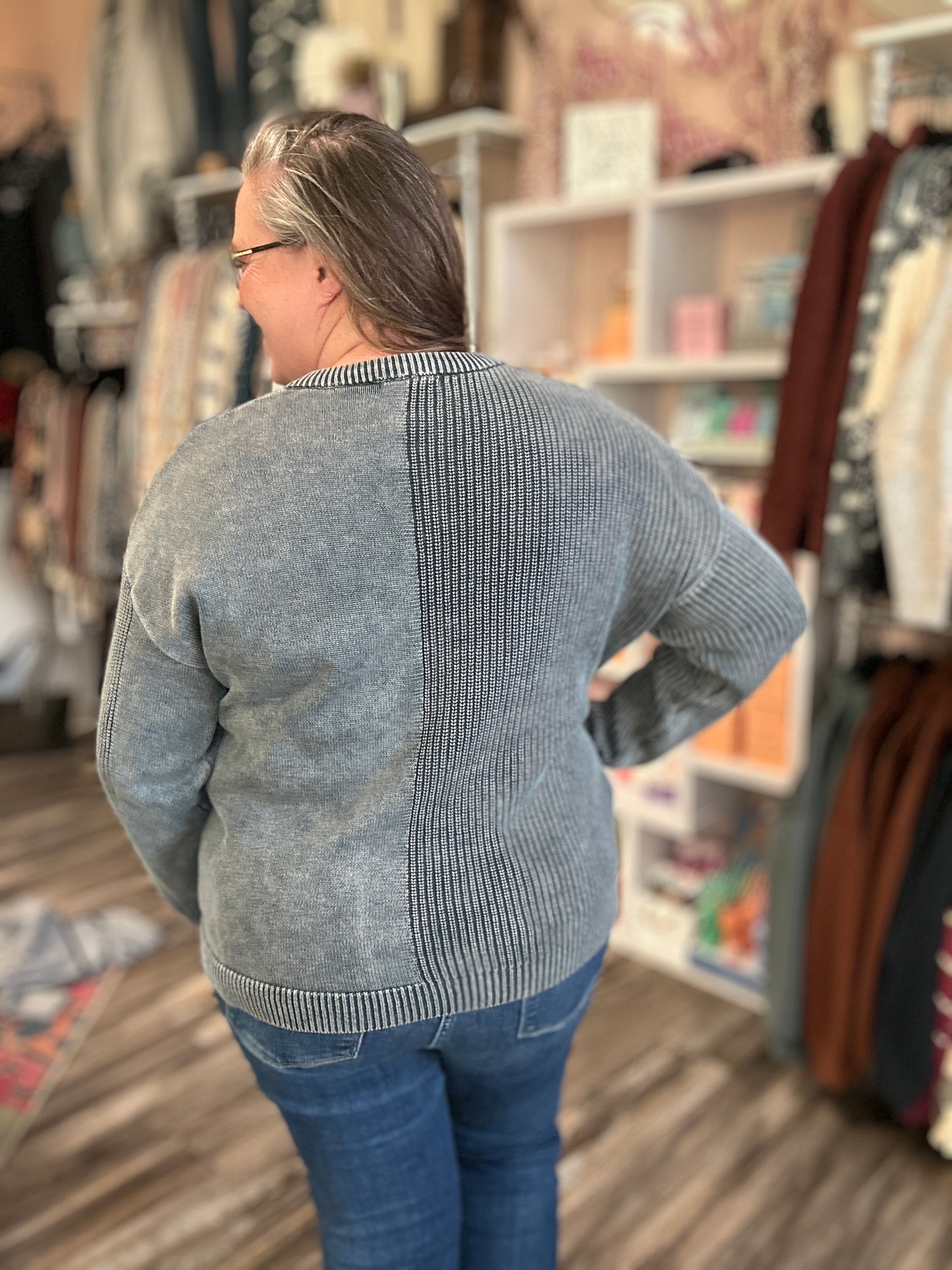 Textured Crew Neck Sweater