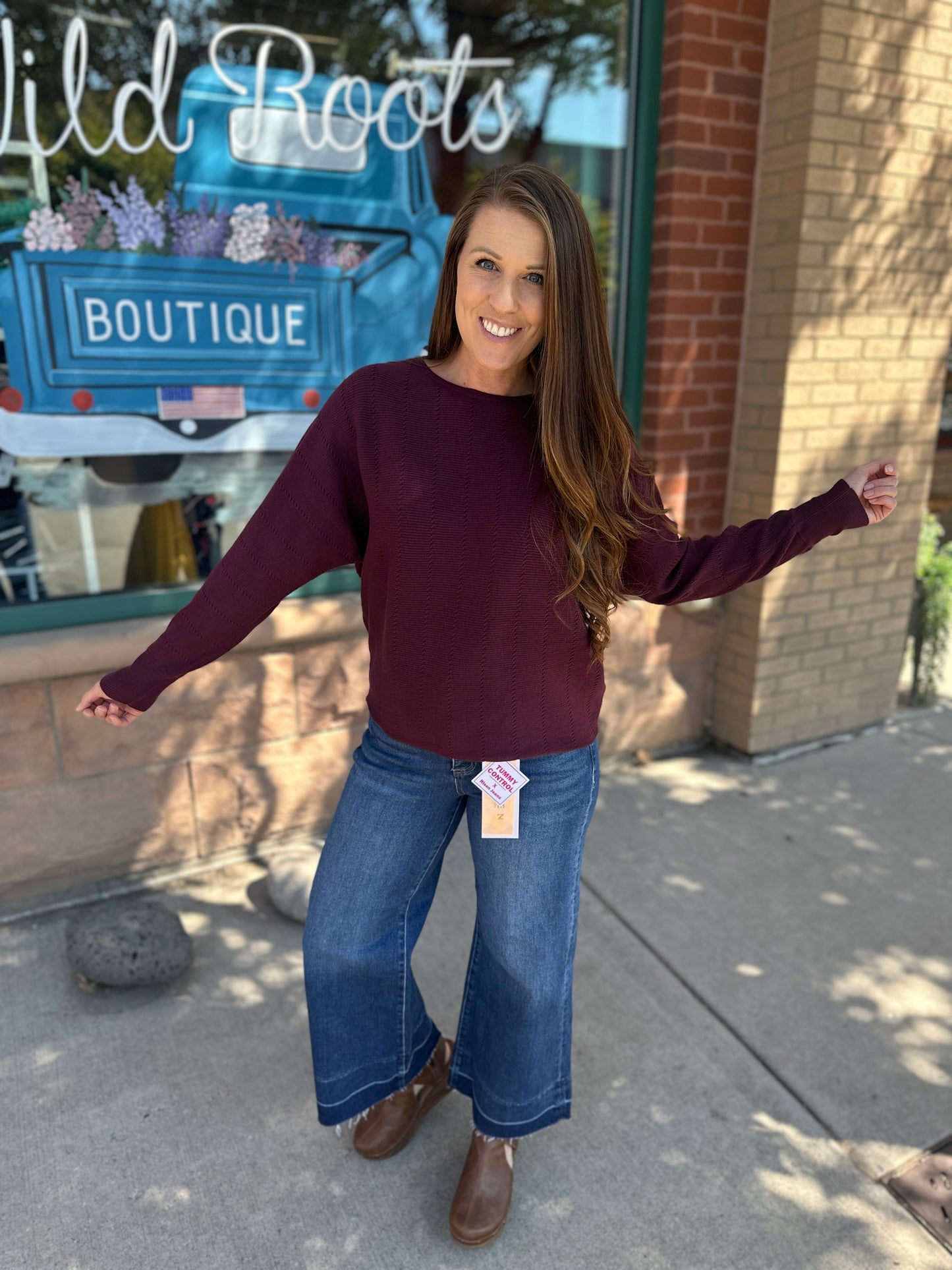 Textured Dolman Long Sleeve