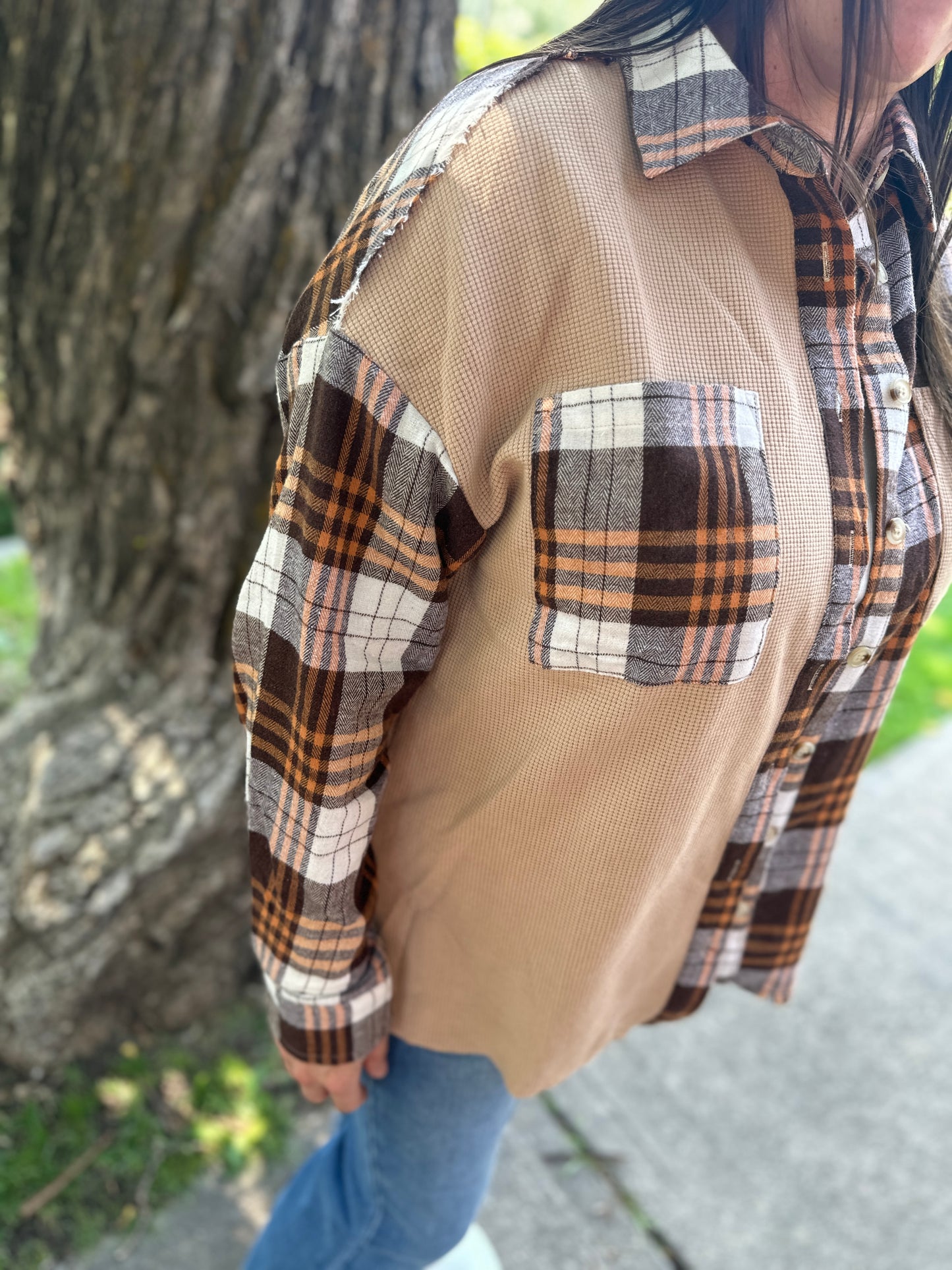 Thermal Knit Plaid Shacket