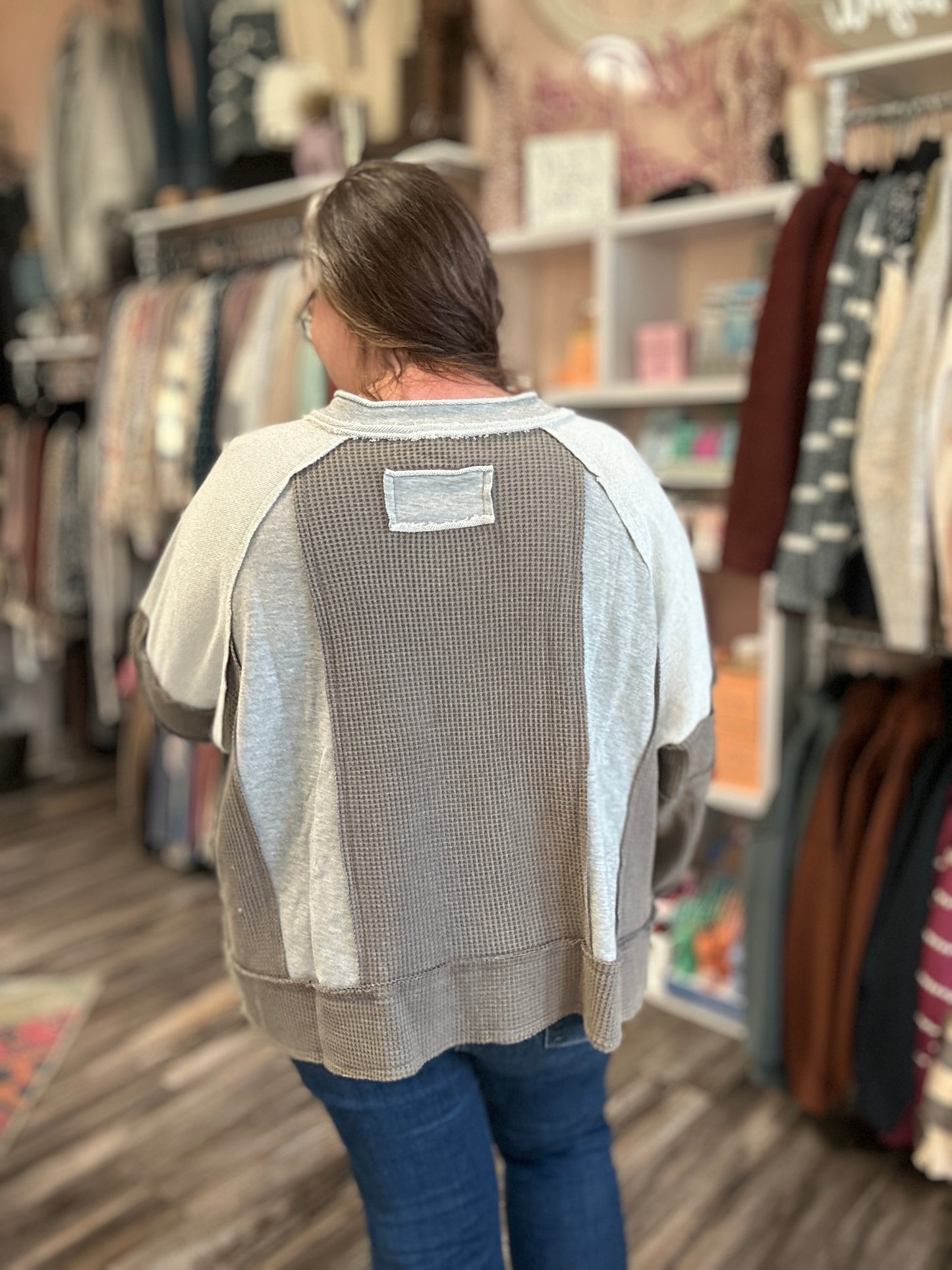 Contrasting Multi Pattern Long Sleeve