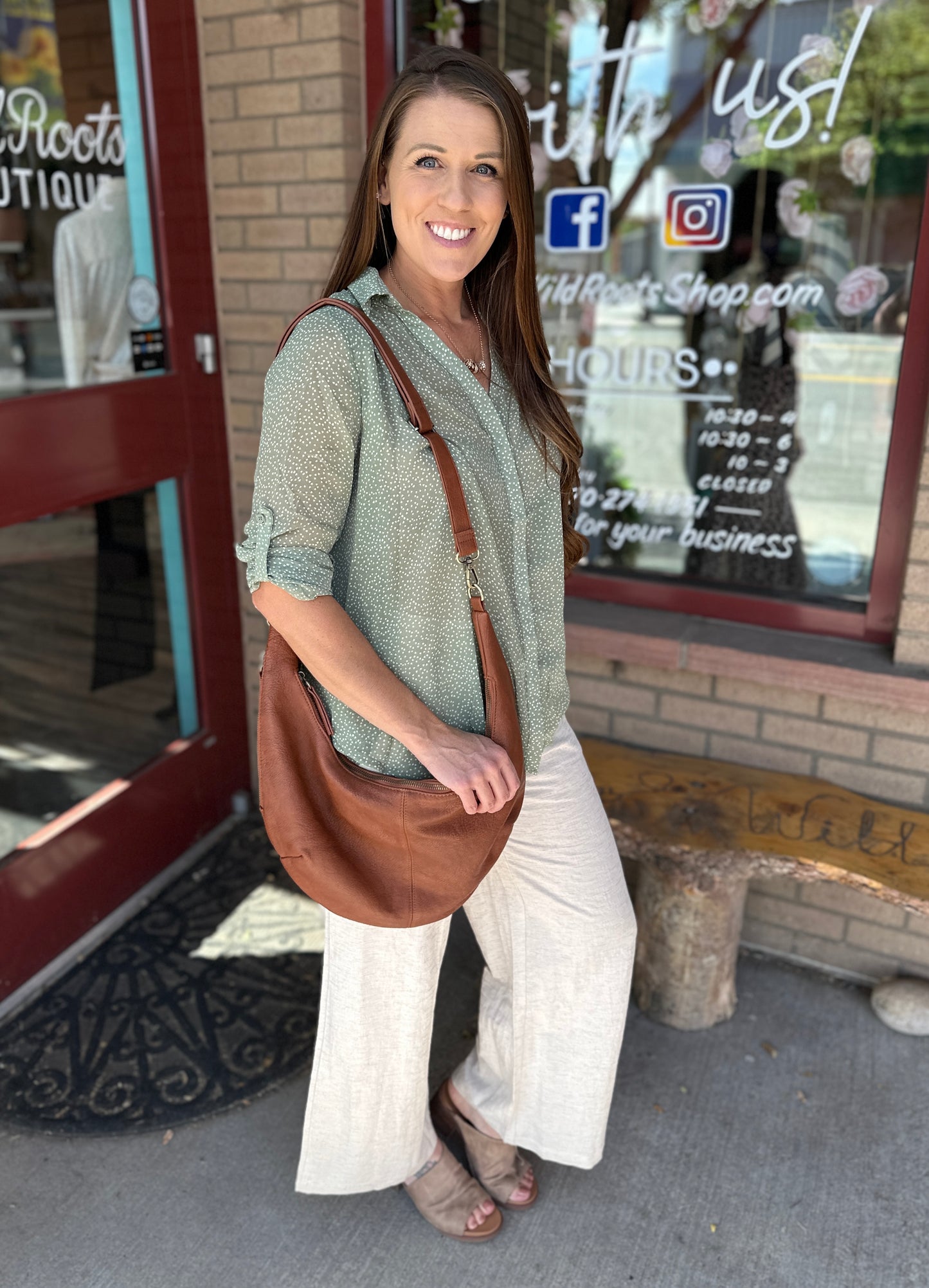 Sheer Sage Long Sleeve Blouse