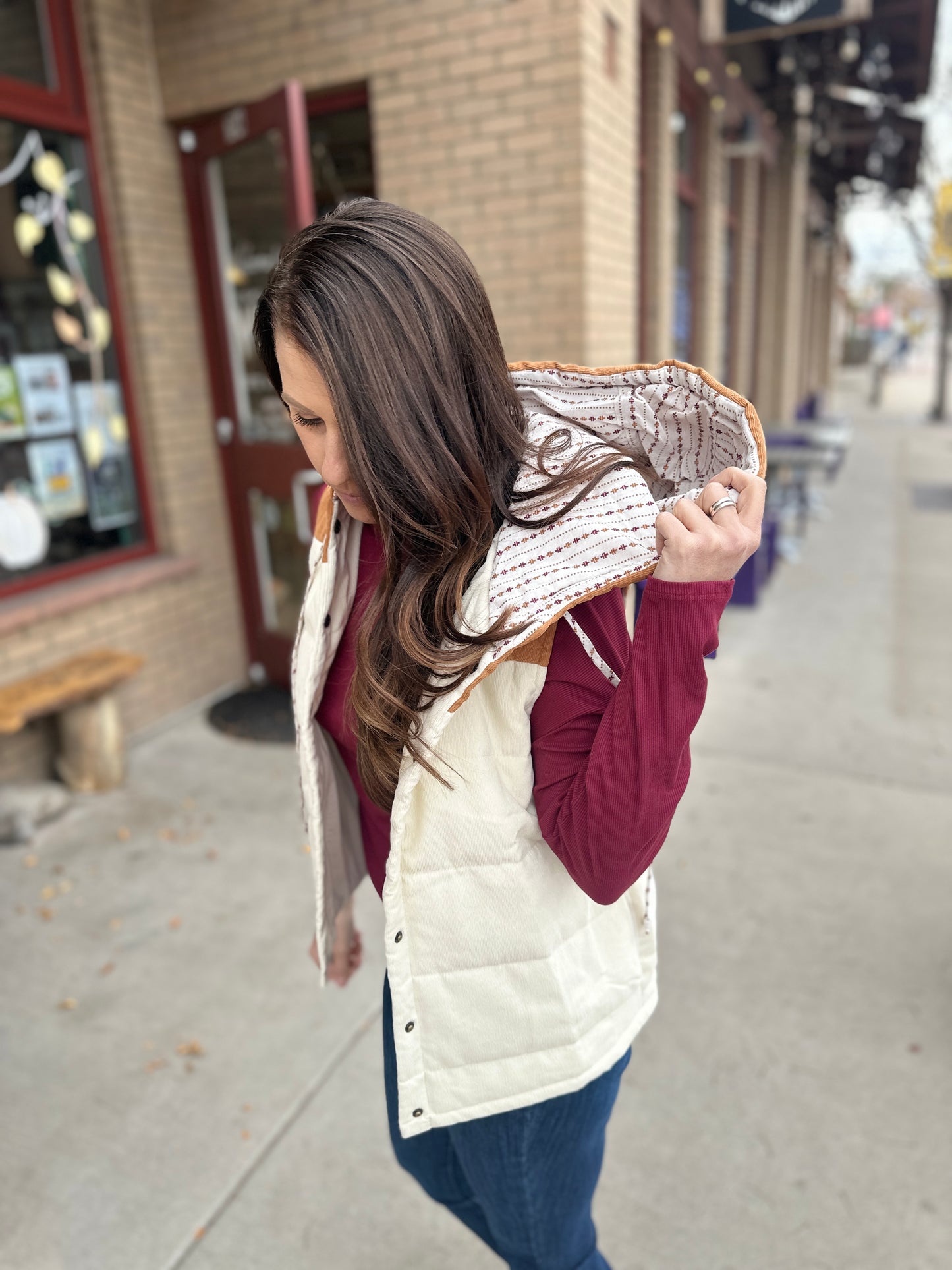 Jacquard Print Puffer Vest