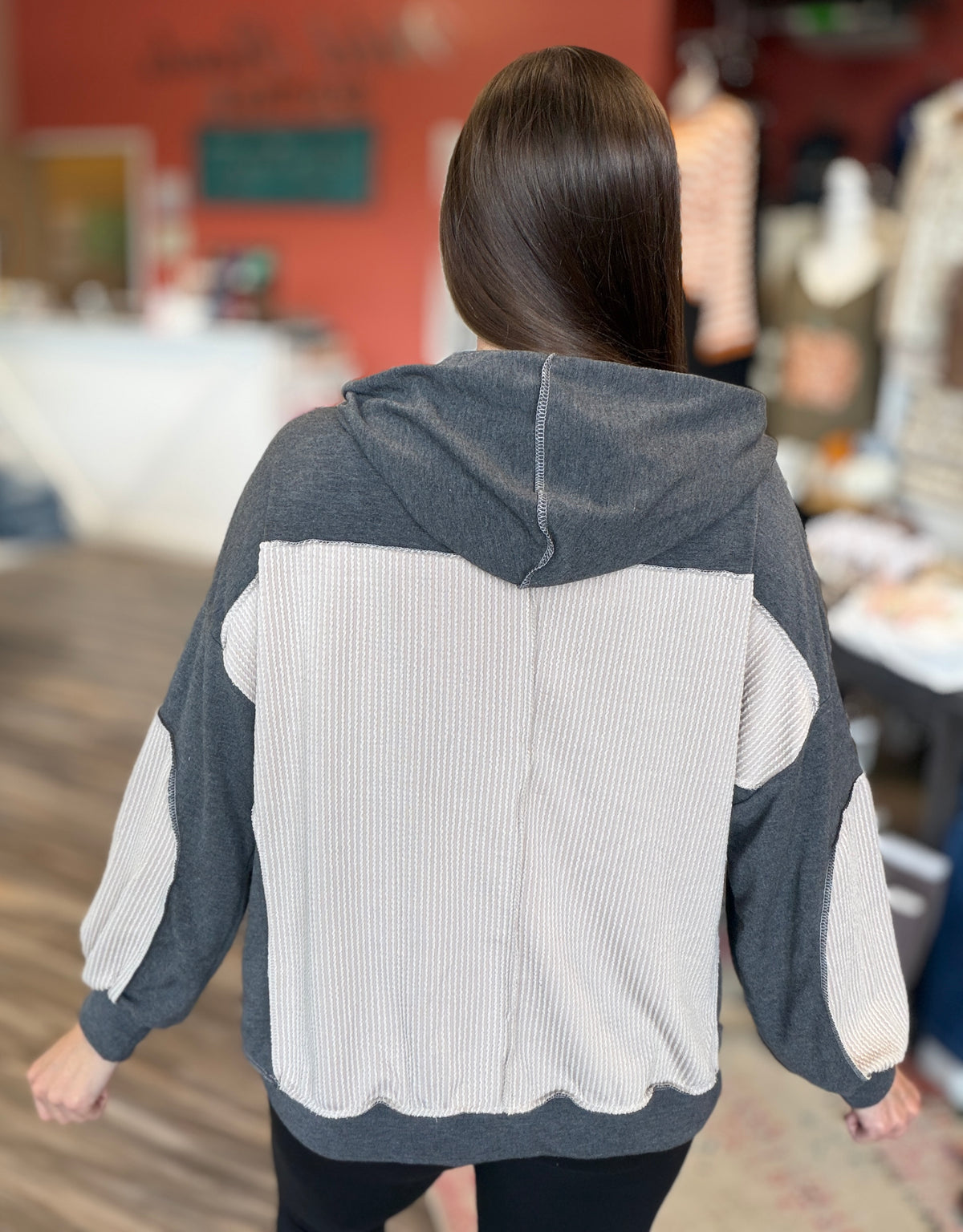 Camo Color Block Hoodie Knit Top