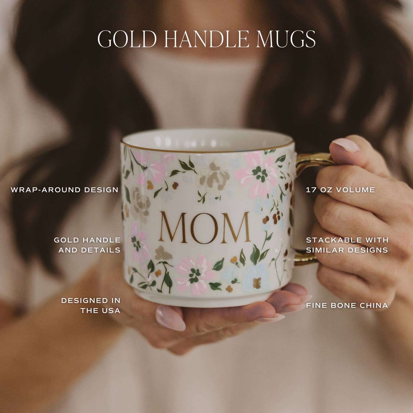 Blue Floral "Best Mom Ever" Mug