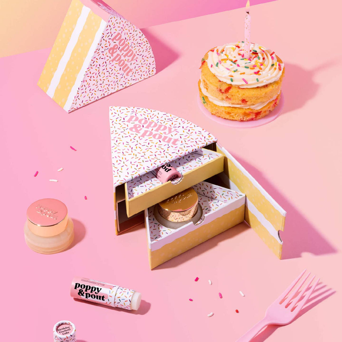 Poppy & Pout Birthday Confetti Cake Duo