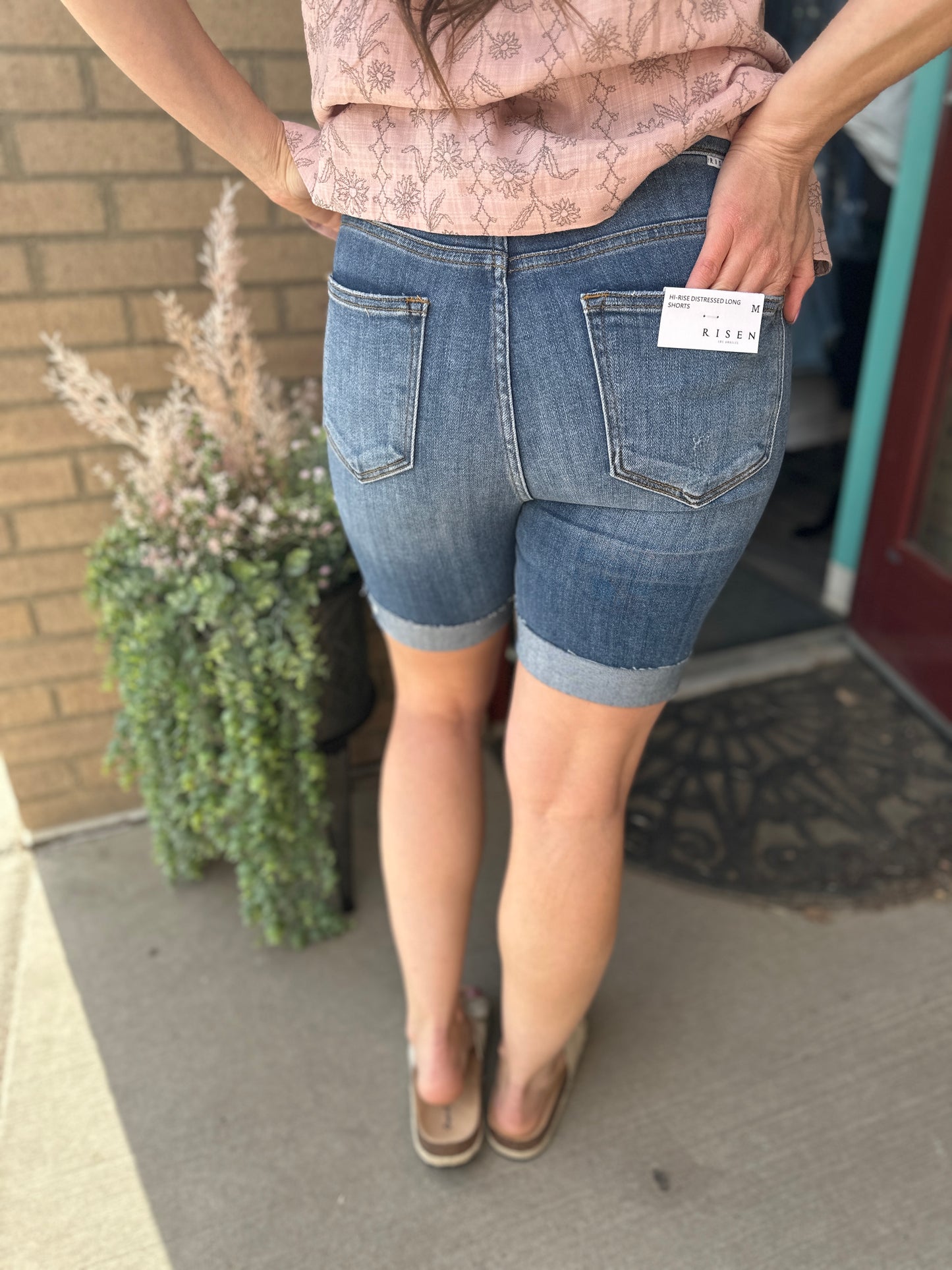 Desi Distressed Long Shorts