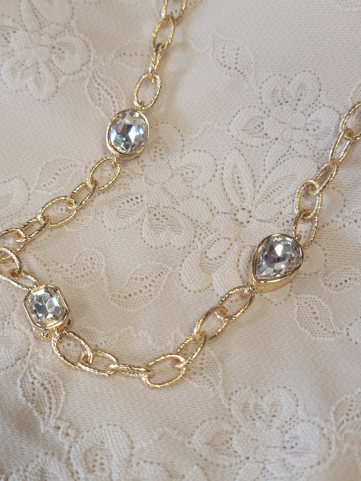 Gold Open Chain with Clear Stones