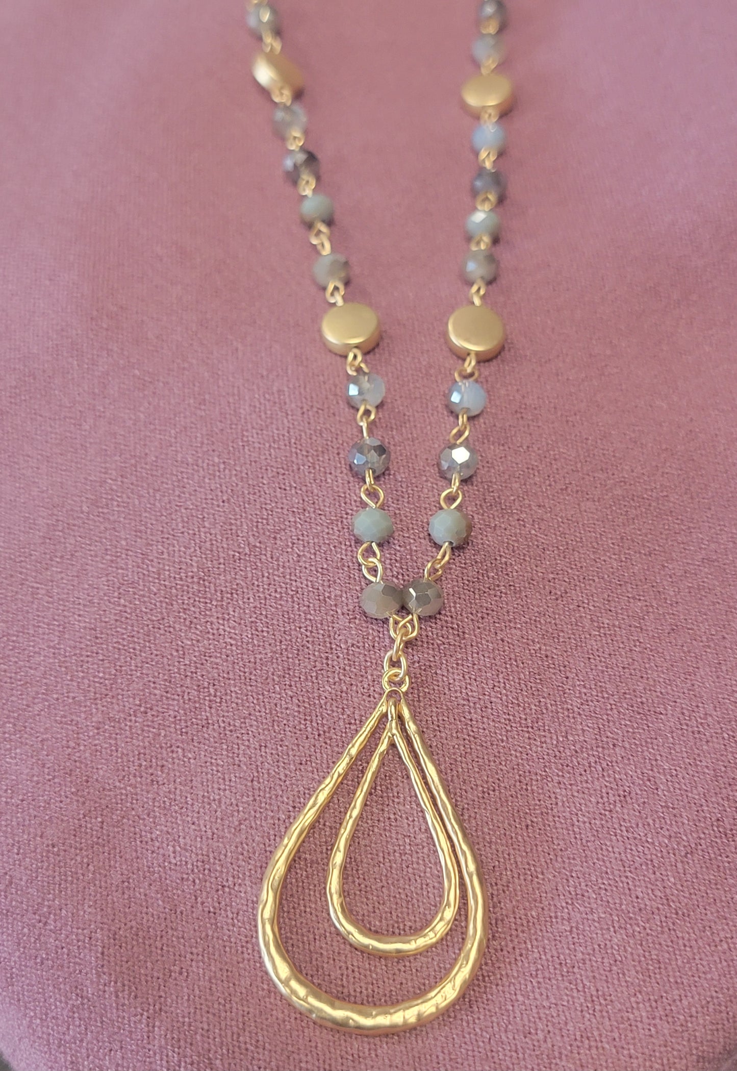 Gold Hammered Bead Necklace
