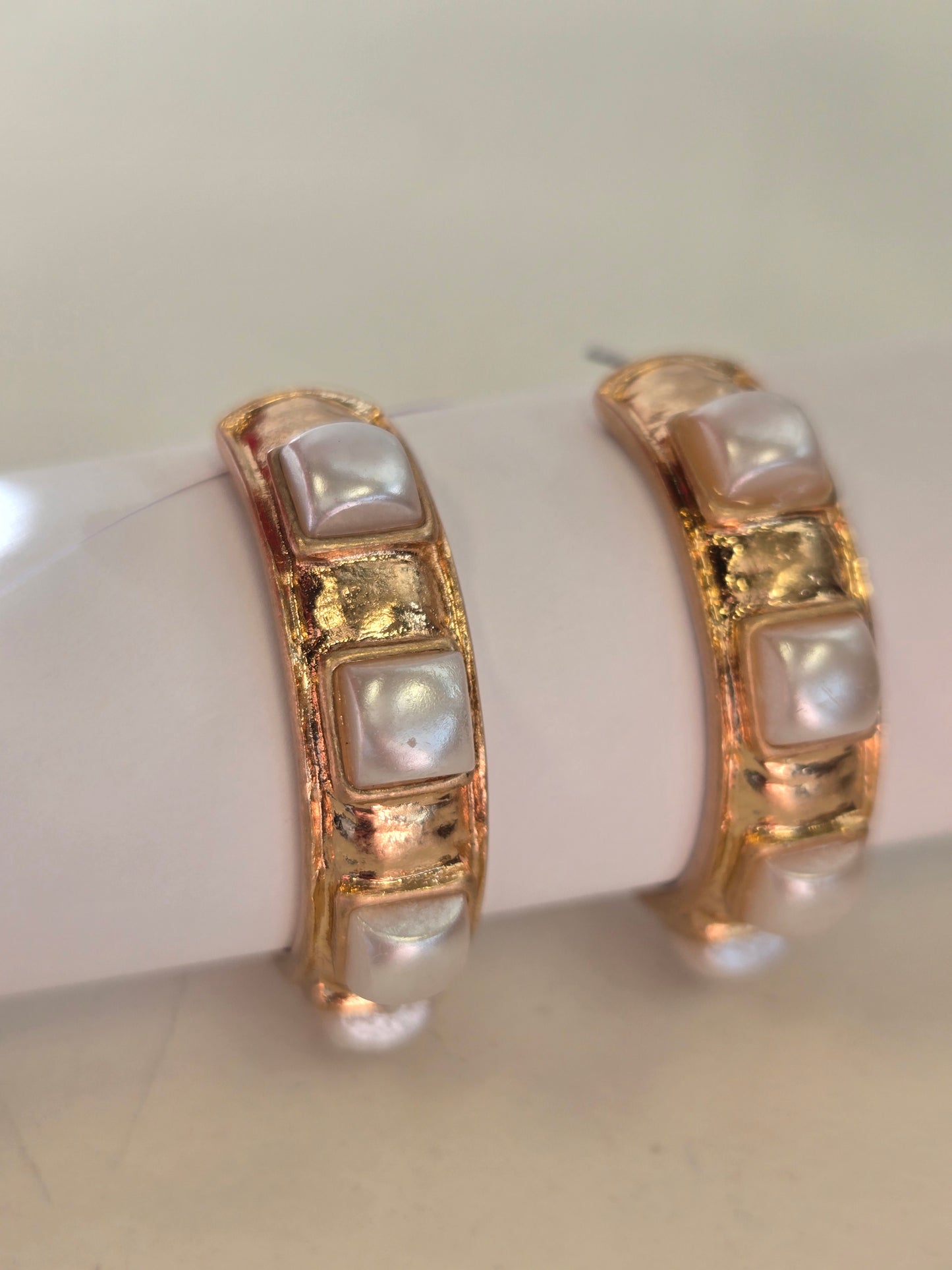 Square Pearl Hoops