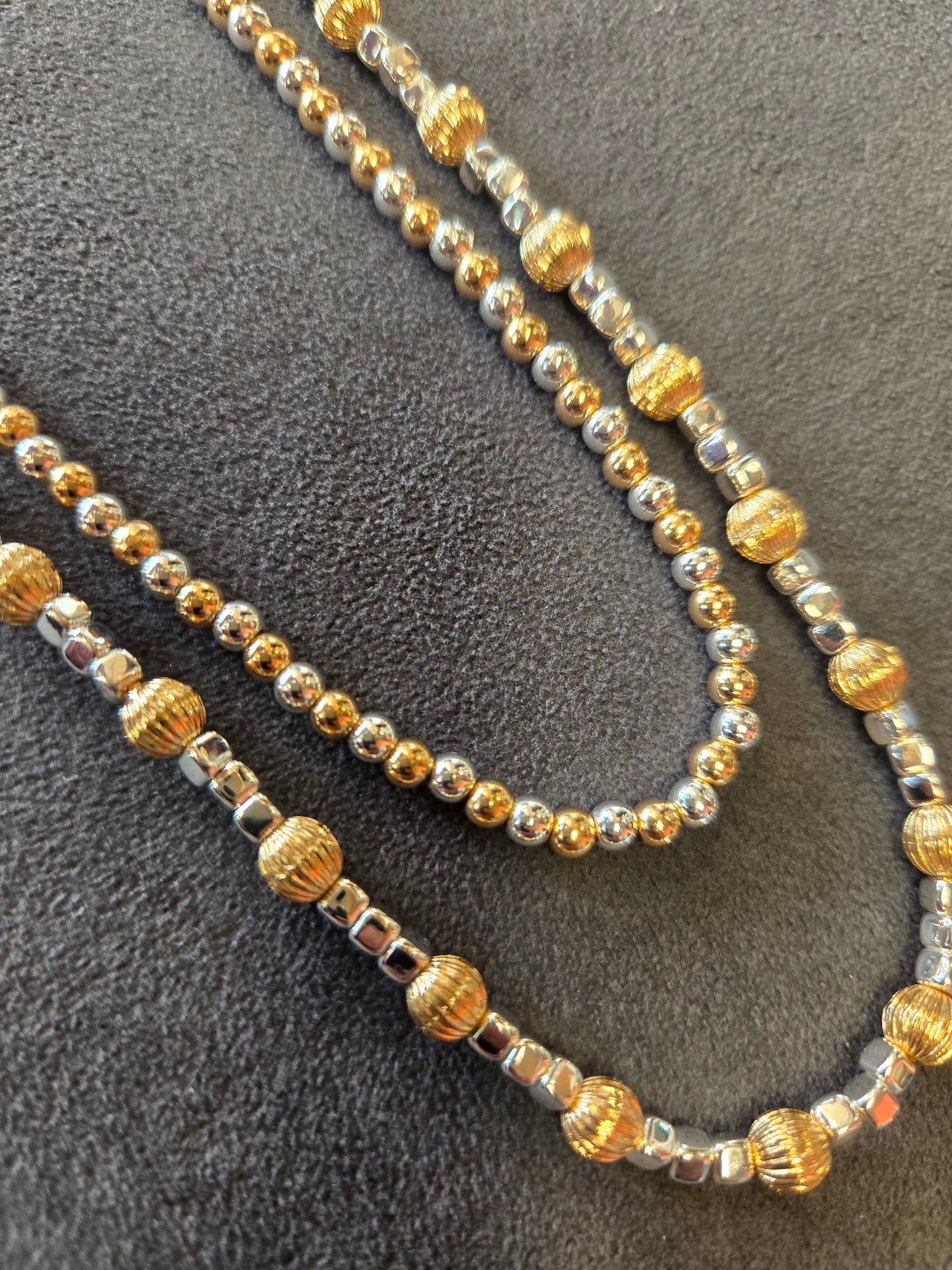 Double Layered Gold & Silver Beaded Necklace