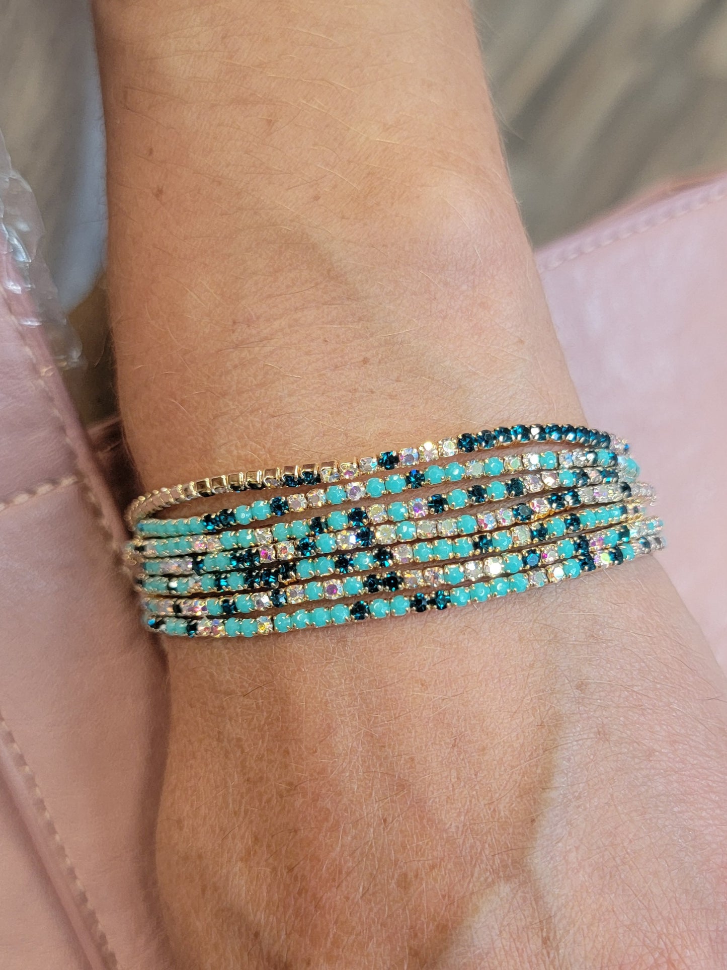 Aqua & Turquoise Stack Stretch Bracelet