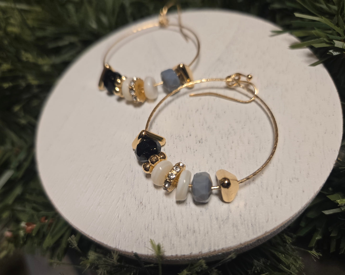 Multi Stone Hoop Earrings