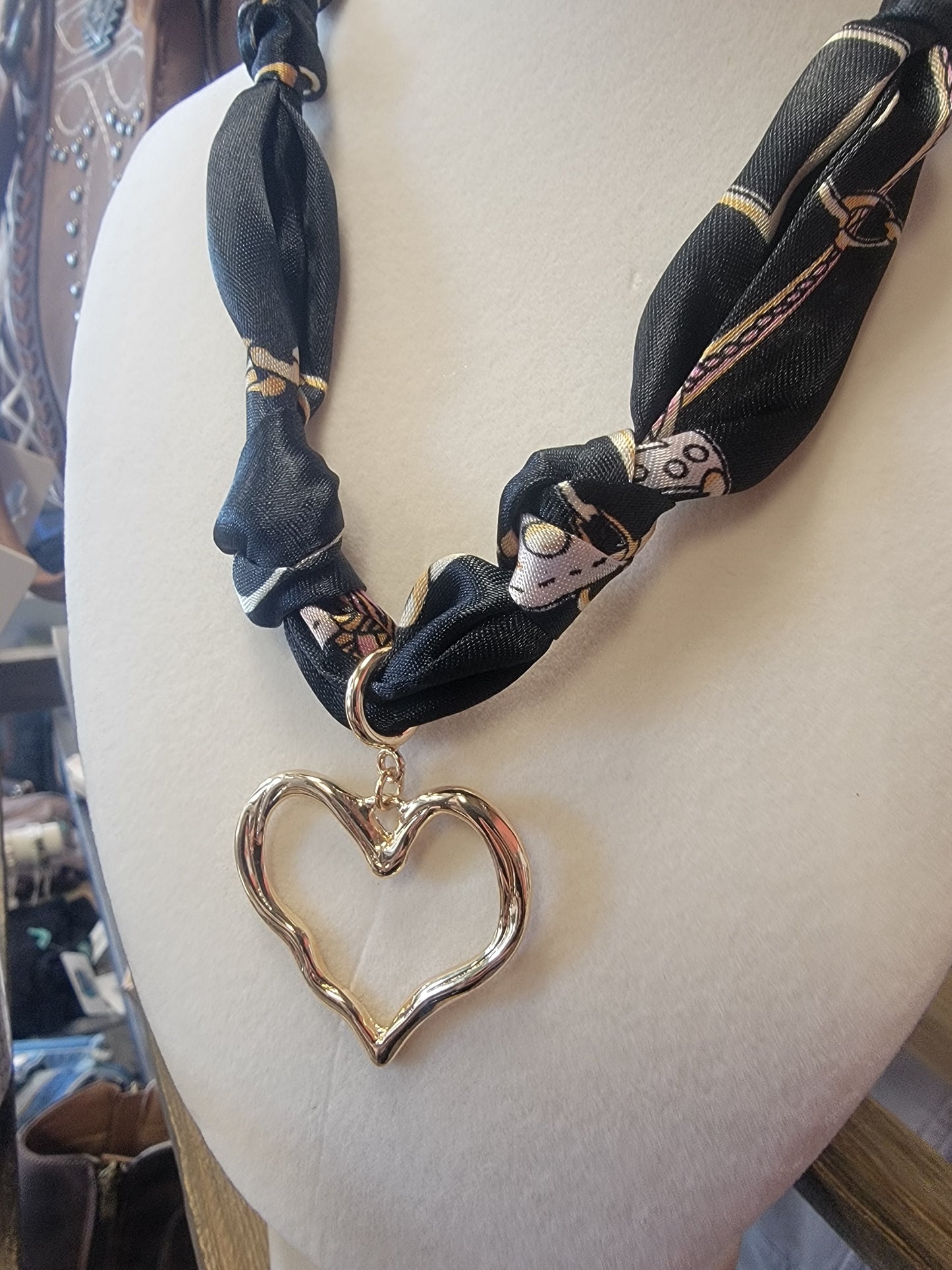 Black Knotted Scarf Necklace