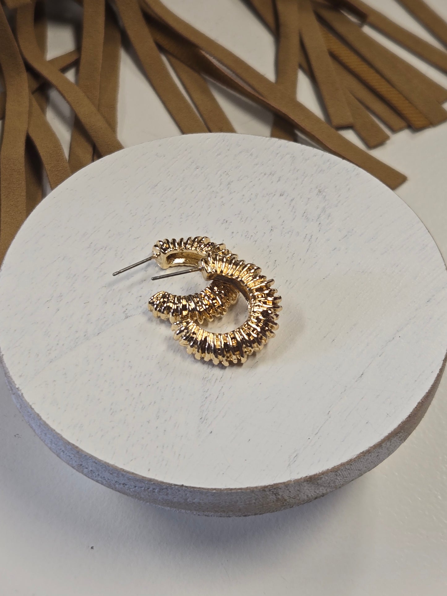 Gold Textured Hoop