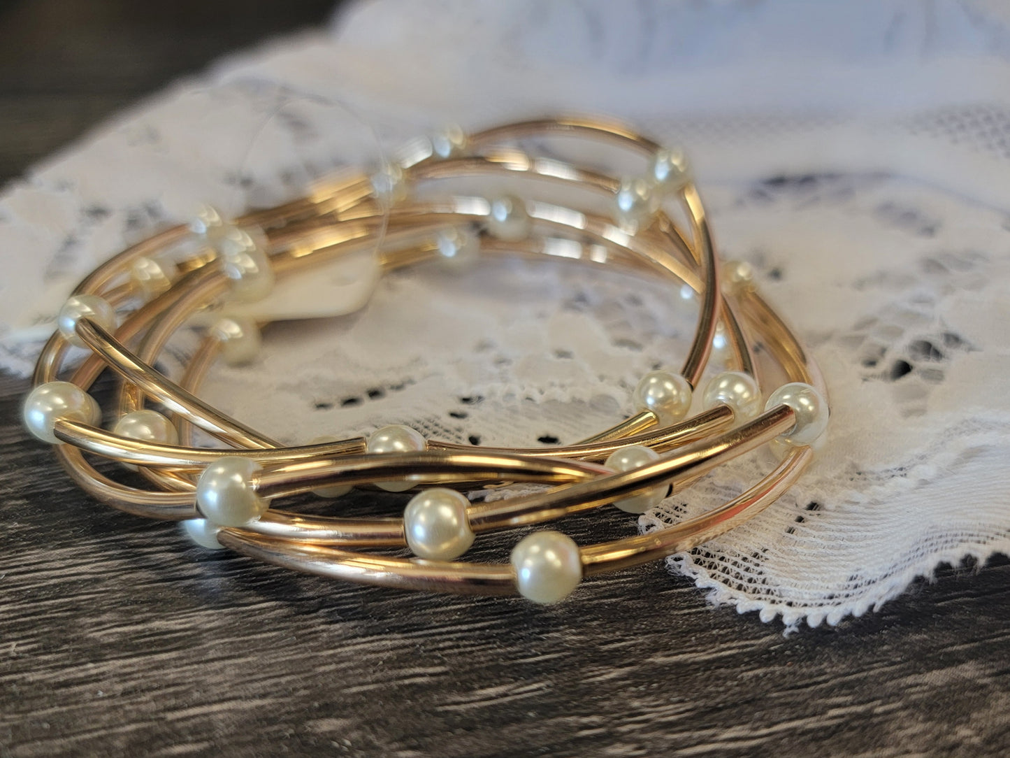 Set of 5 Gold Piping Bracelet