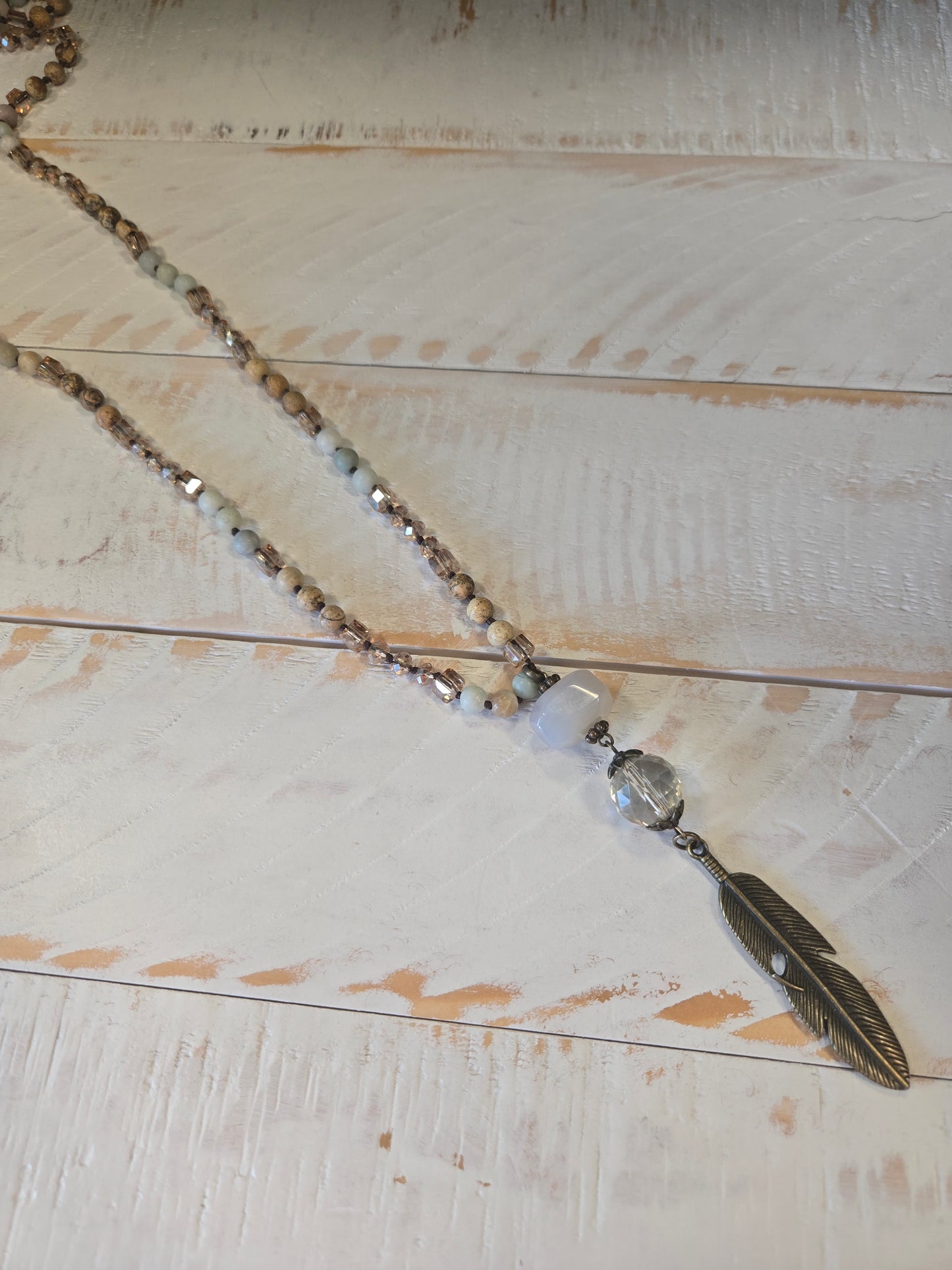 Feather Pendant Long Necklace