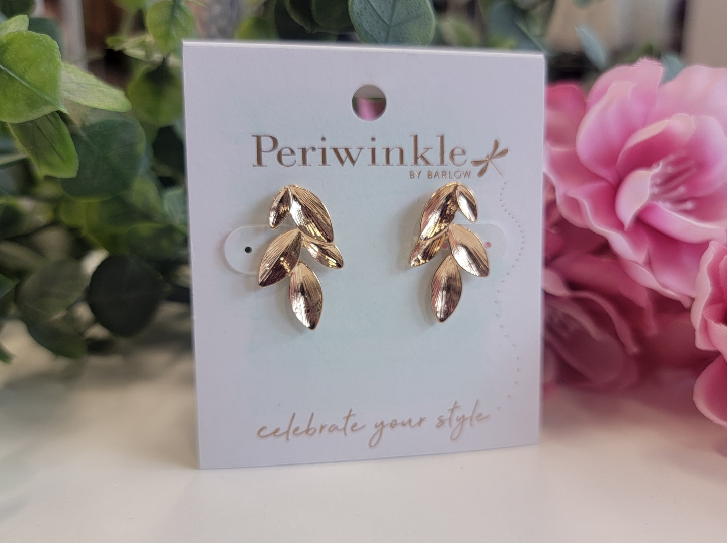 Gold Leaf Cluster Earrings