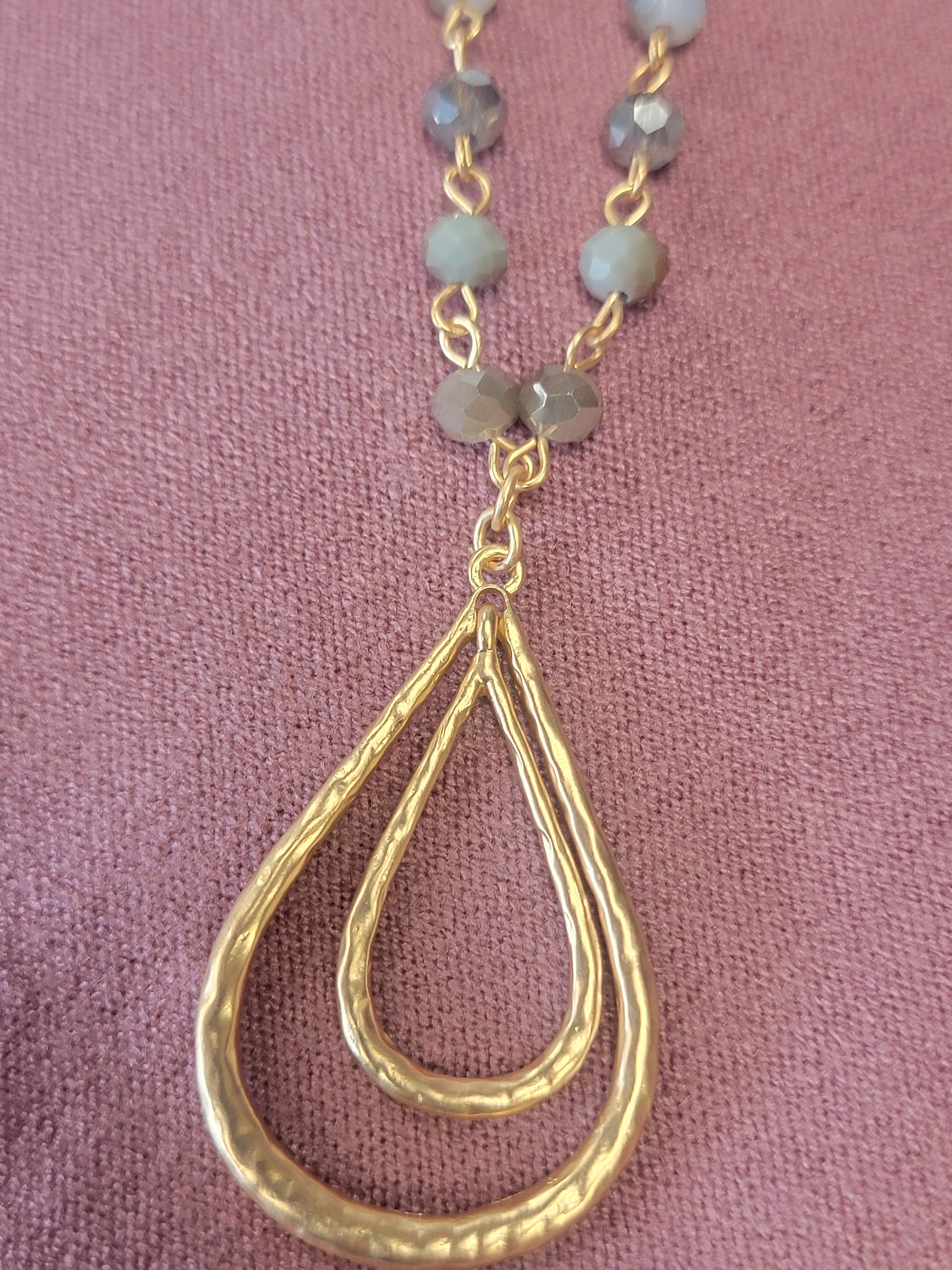 Gold Hammered Bead Necklace
