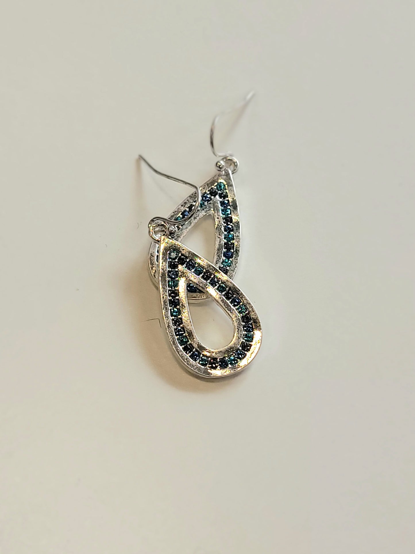 Silver and Blue Teardrop Earrings