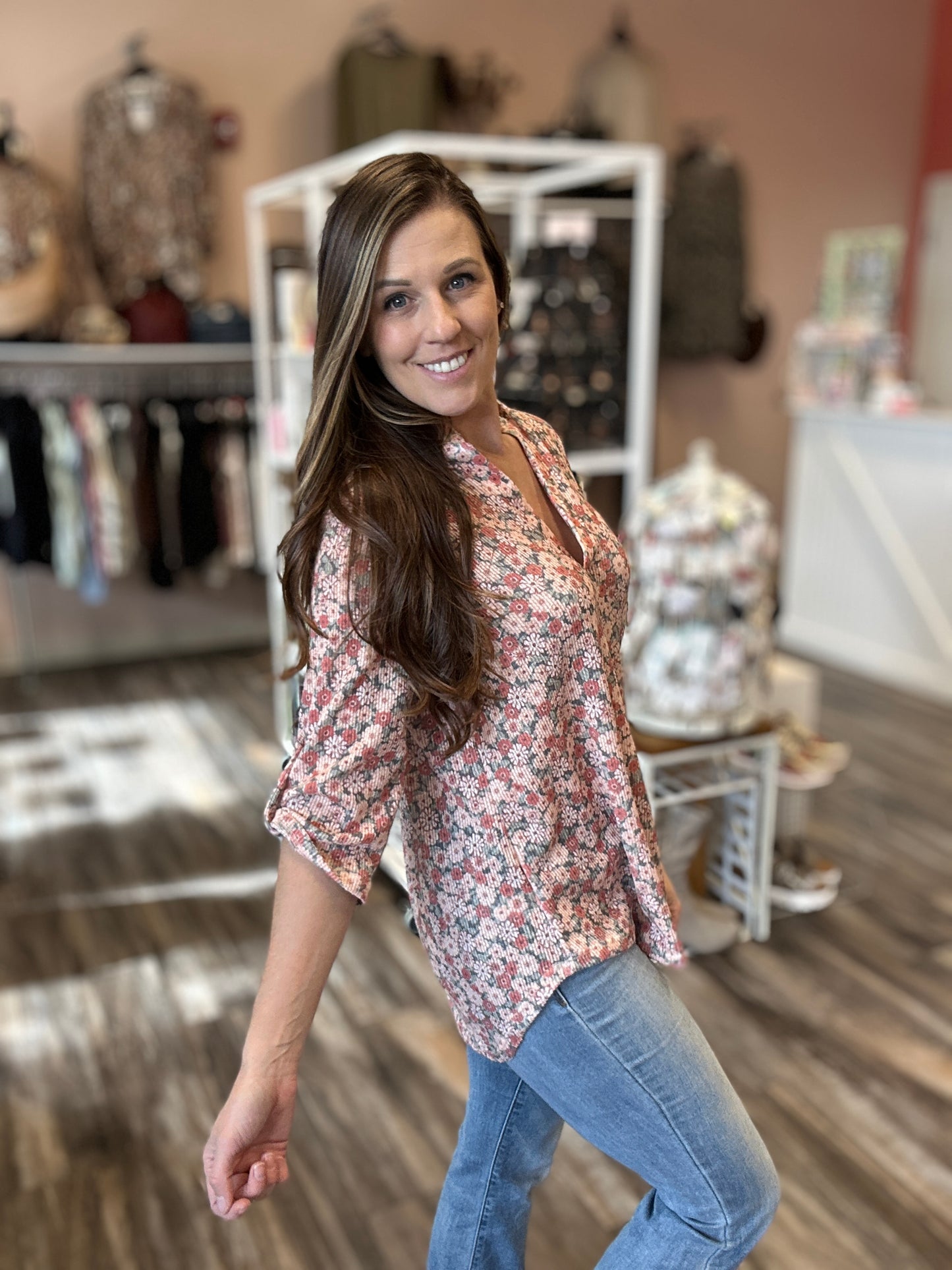 Multi Floral 3/4 Sleeve