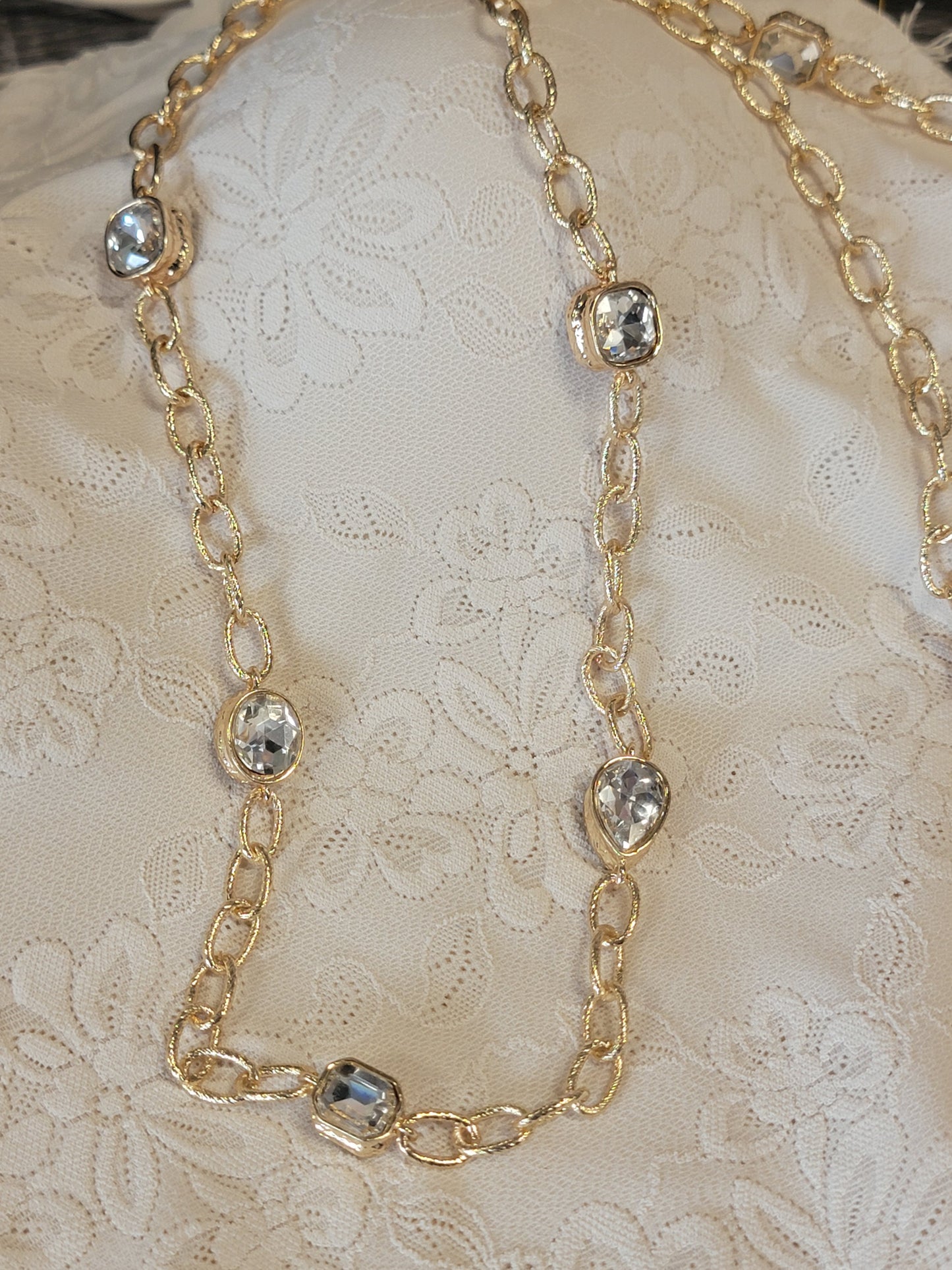 Gold Open Chain with Clear Stones