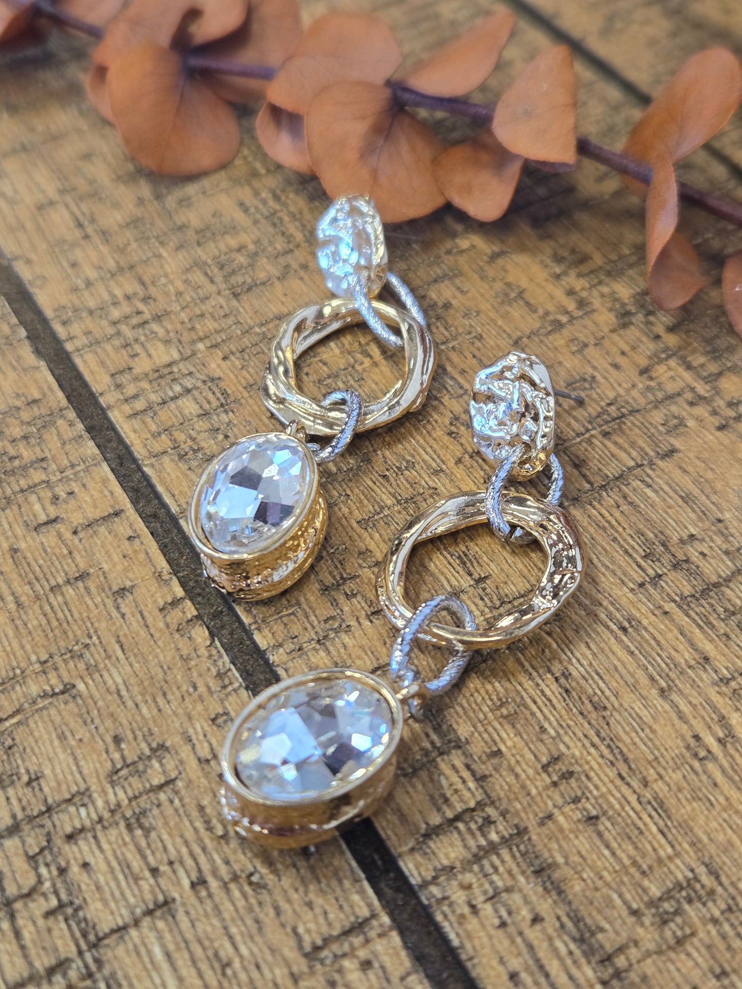 Gold Hammered Coin Drop Earring